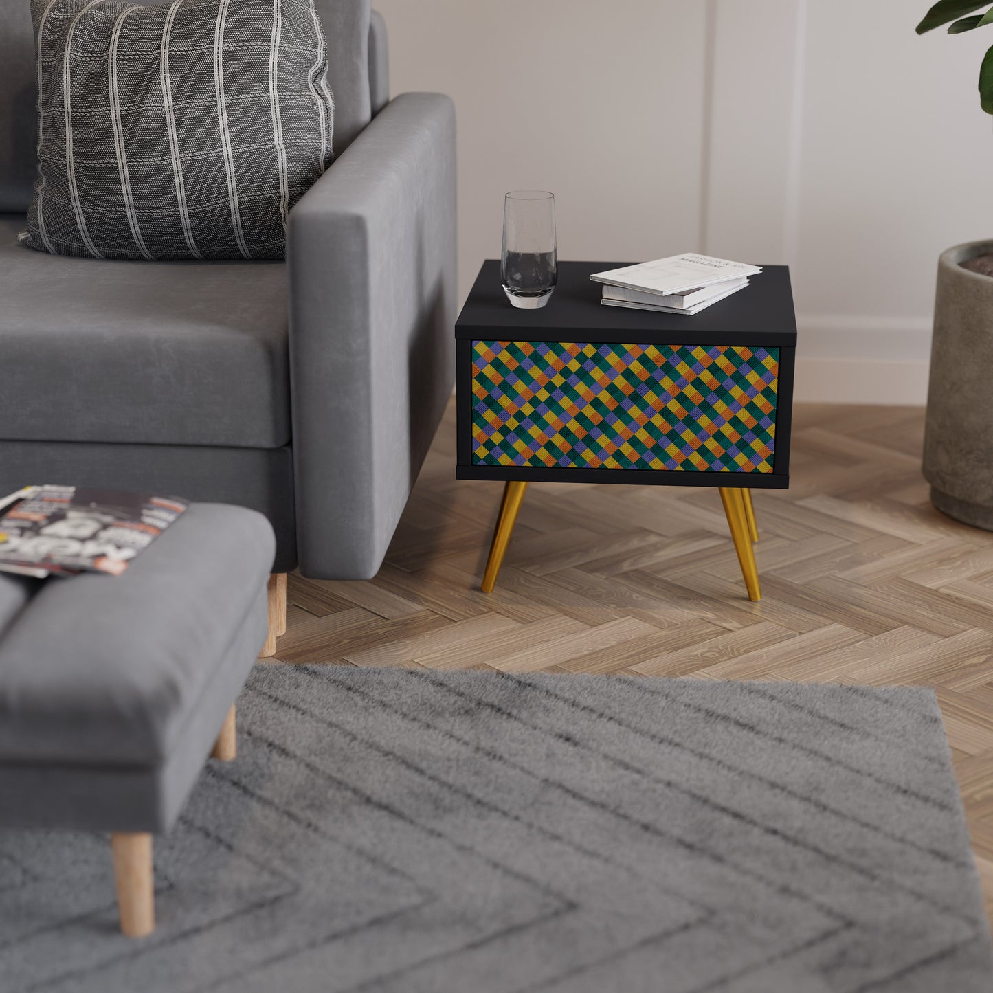 PAINTED SQUARES MIX Nightstand