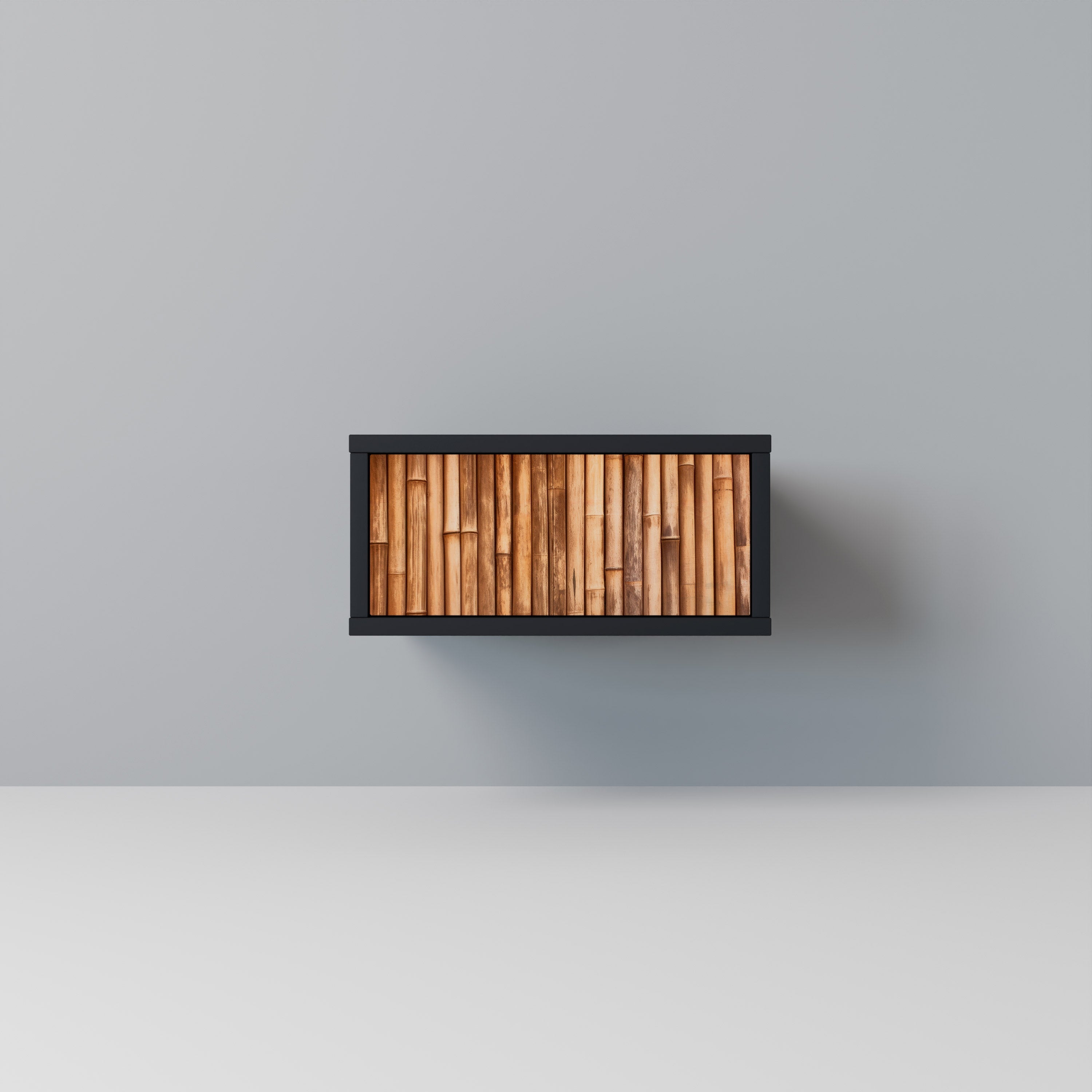 Table de chevet en bois naturel avec finition noire