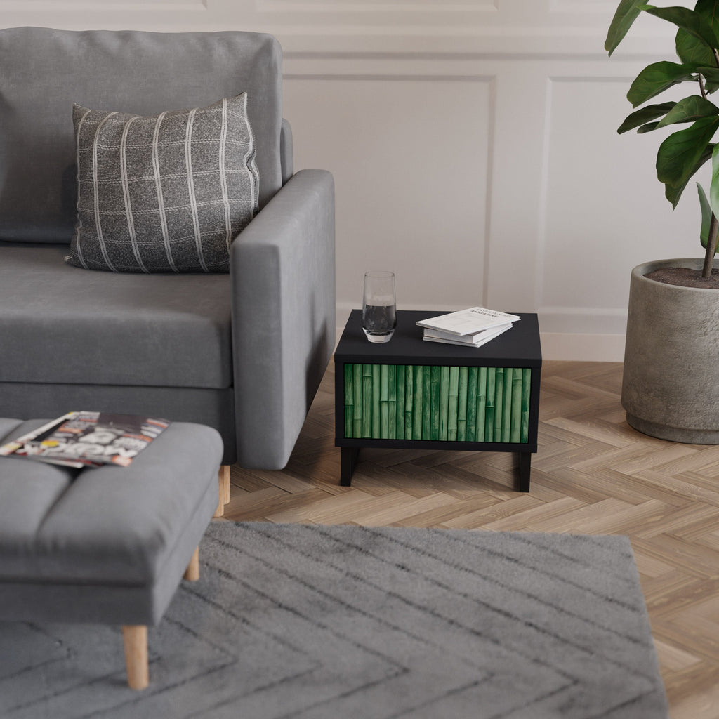 Table de chevet VERT NATUREL en finition noire