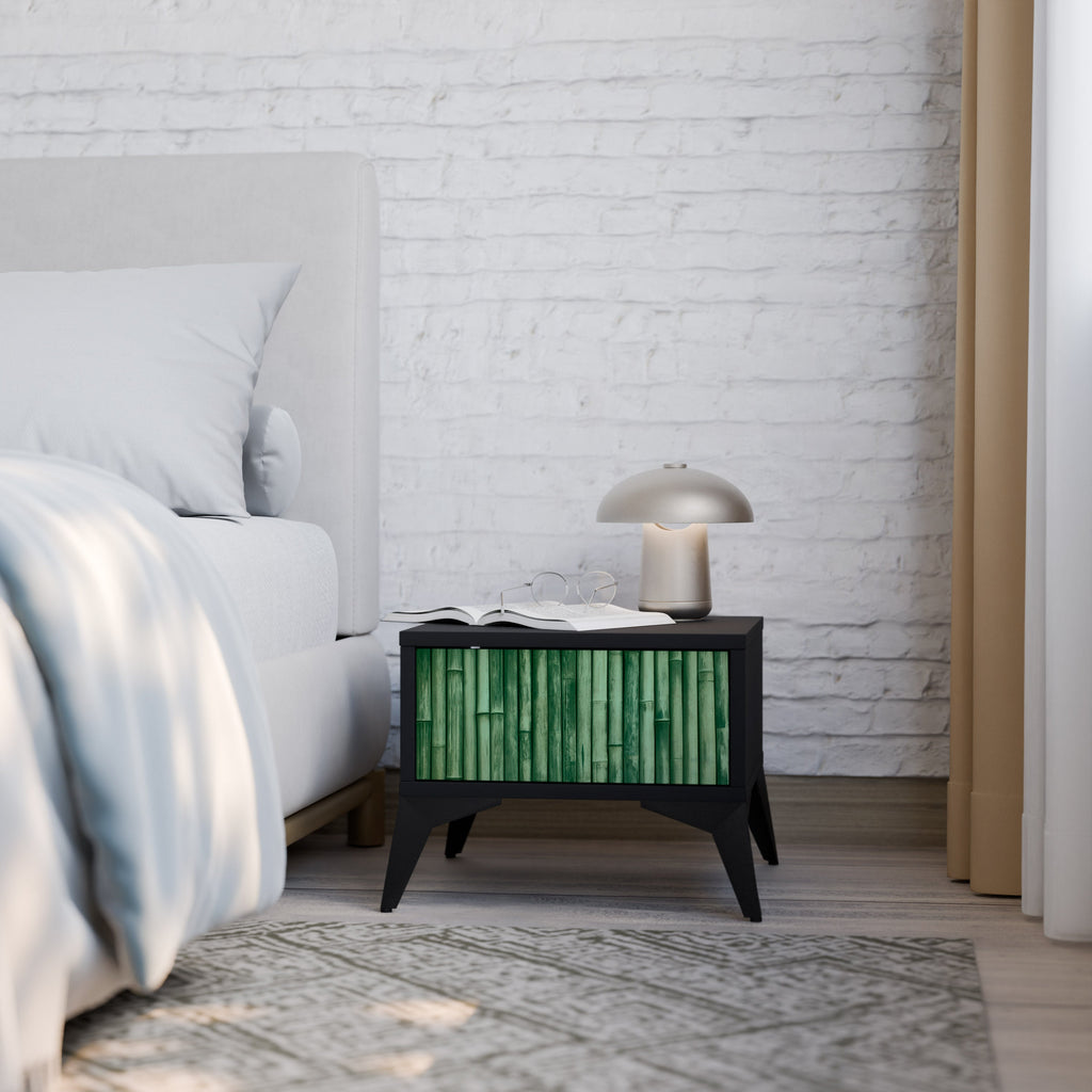 Table de chevet VERT NATUREL en finition noire