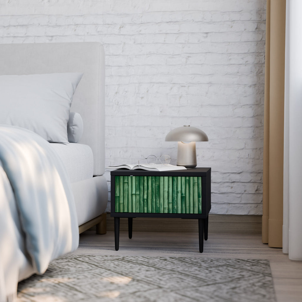 Table de chevet VERT NATUREL en finition noire