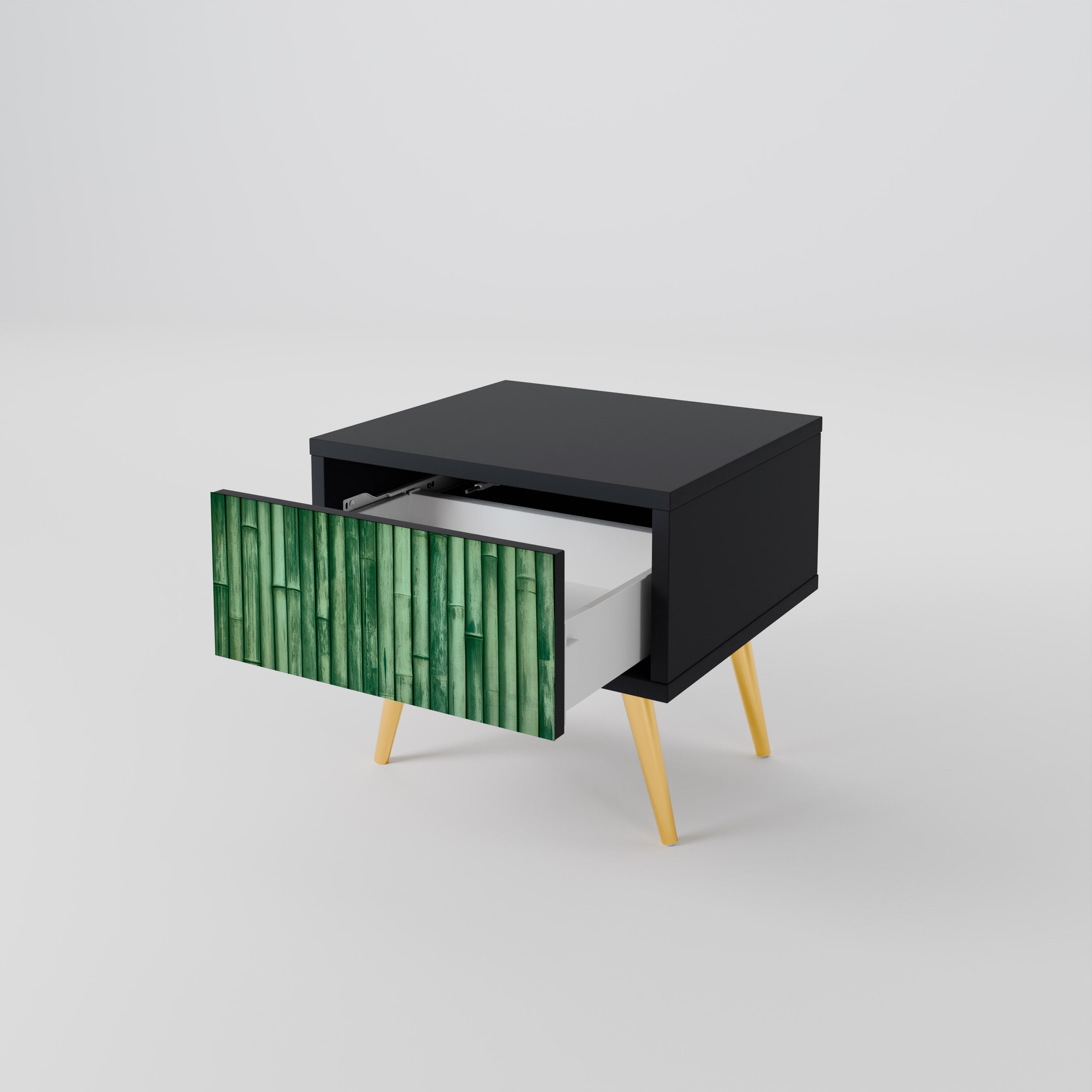 Table de chevet VERT NATUREL en finition noire