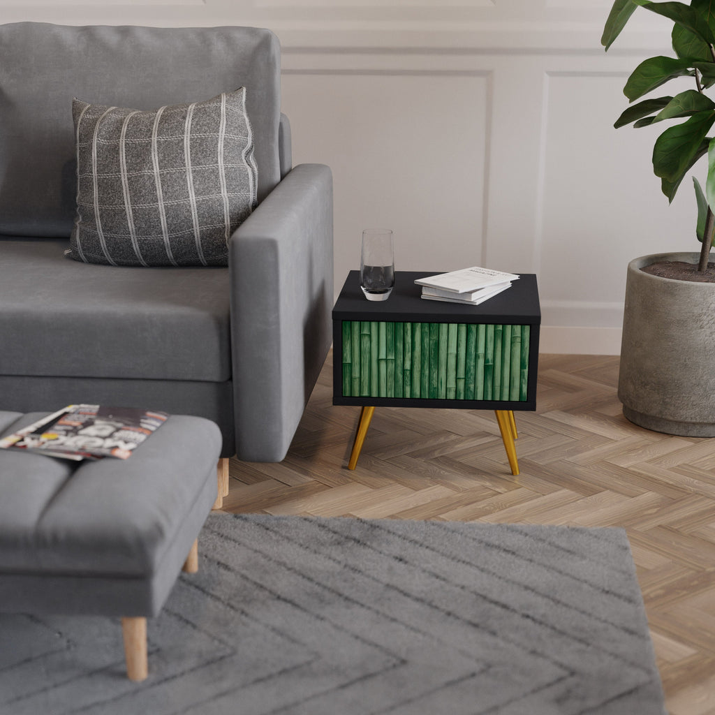 Table de chevet VERT NATUREL en finition noire