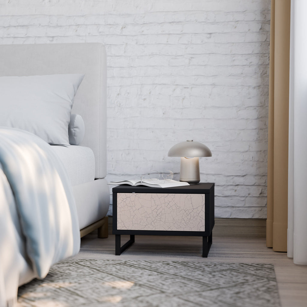 Table de chevet TEXTURE CÉRAMIQUE en finition noire