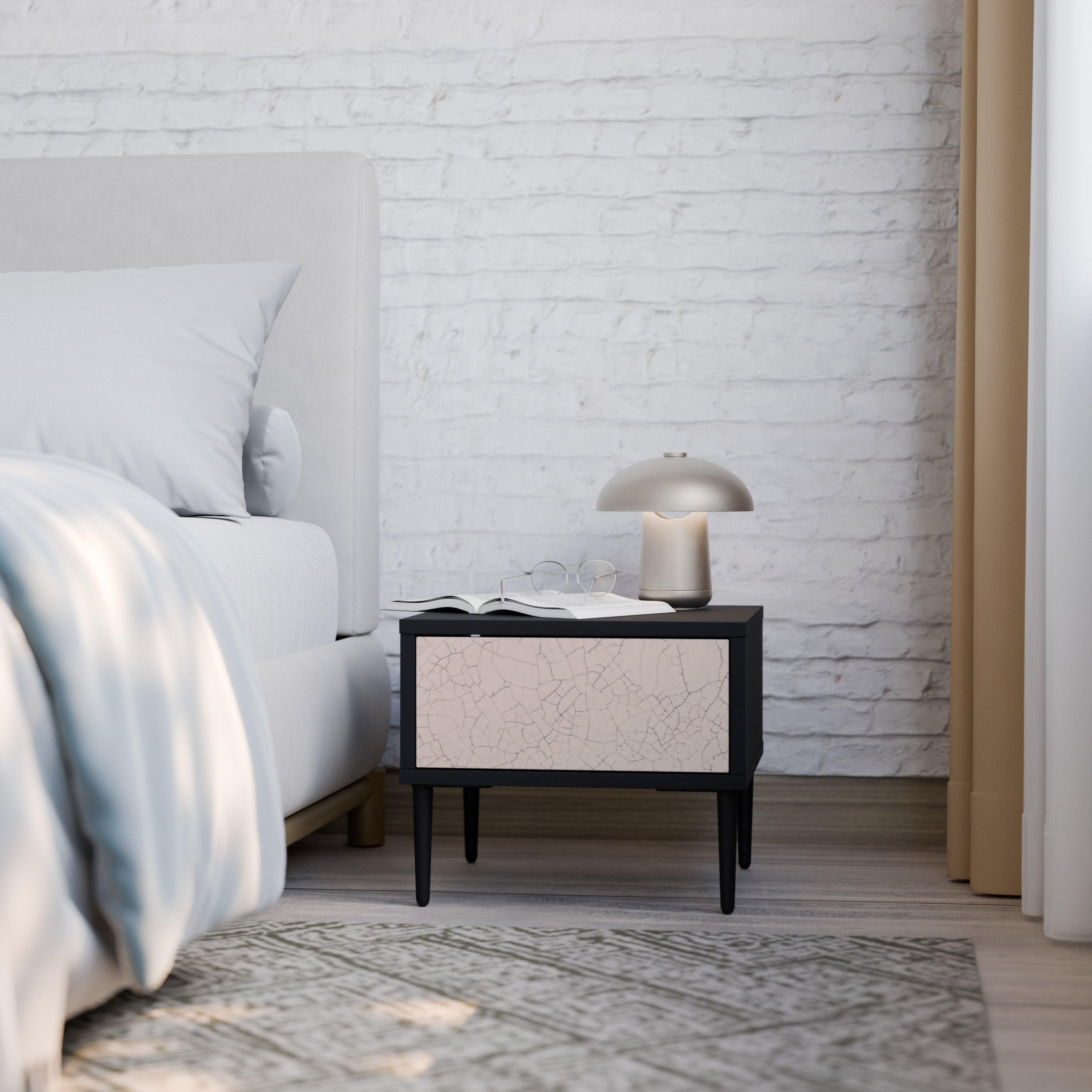 Table de chevet TEXTURE CÉRAMIQUE en finition noire