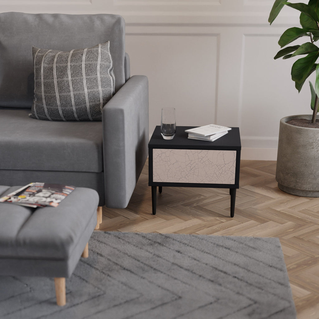 Table de chevet TEXTURE CÉRAMIQUE en finition noire