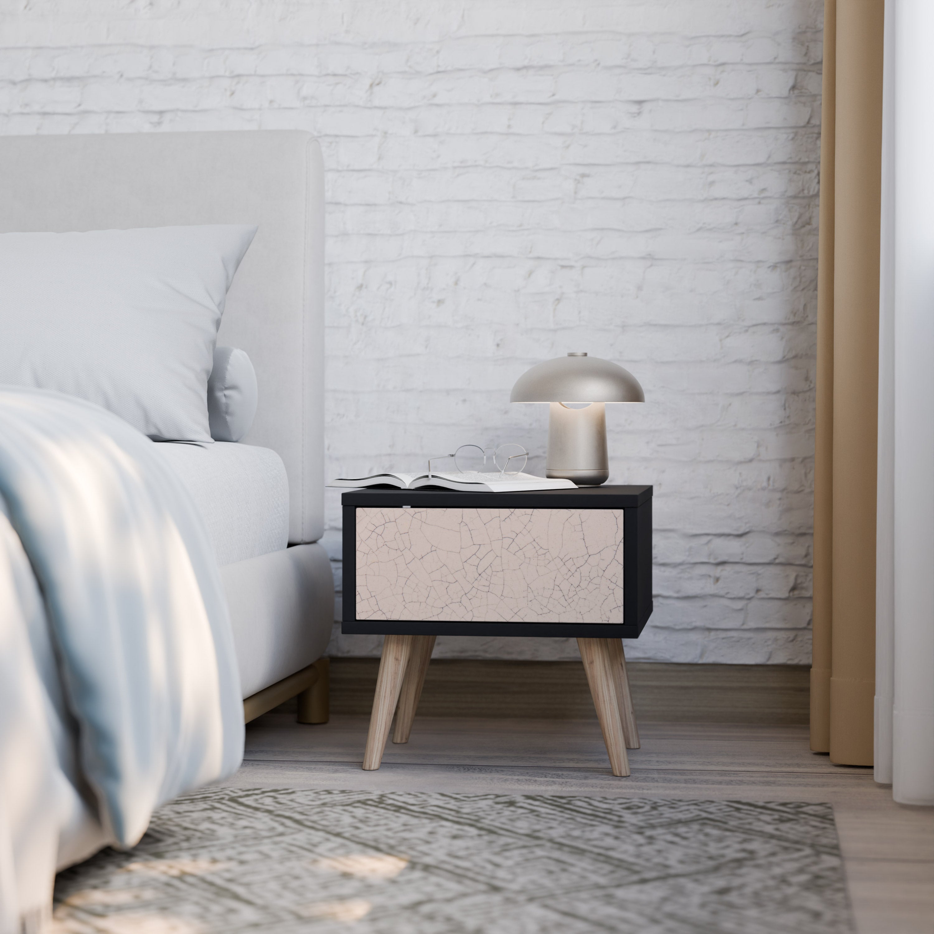 Table de chevet TEXTURE CÉRAMIQUE en finition noire