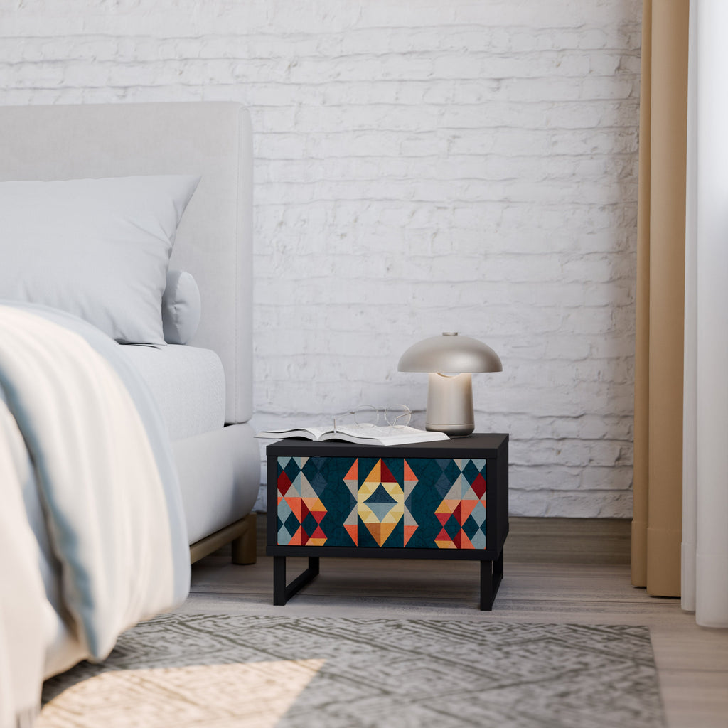 Table de chevet CRACKED ILLUSION en finition noire