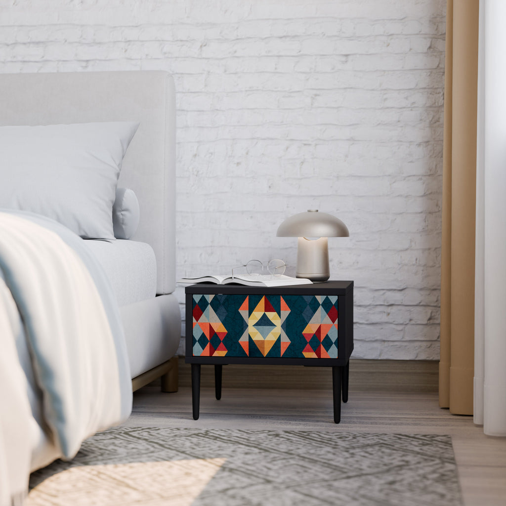 Table de chevet CRACKED ILLUSION en finition noire