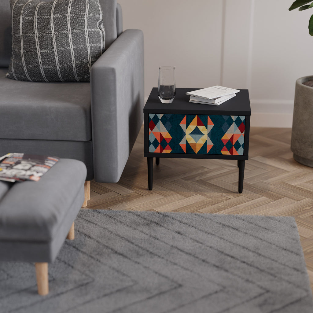 Table de chevet CRACKED ILLUSION en finition noire