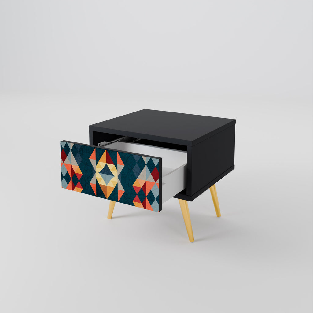 Table de chevet CRACKED ILLUSION en finition noire