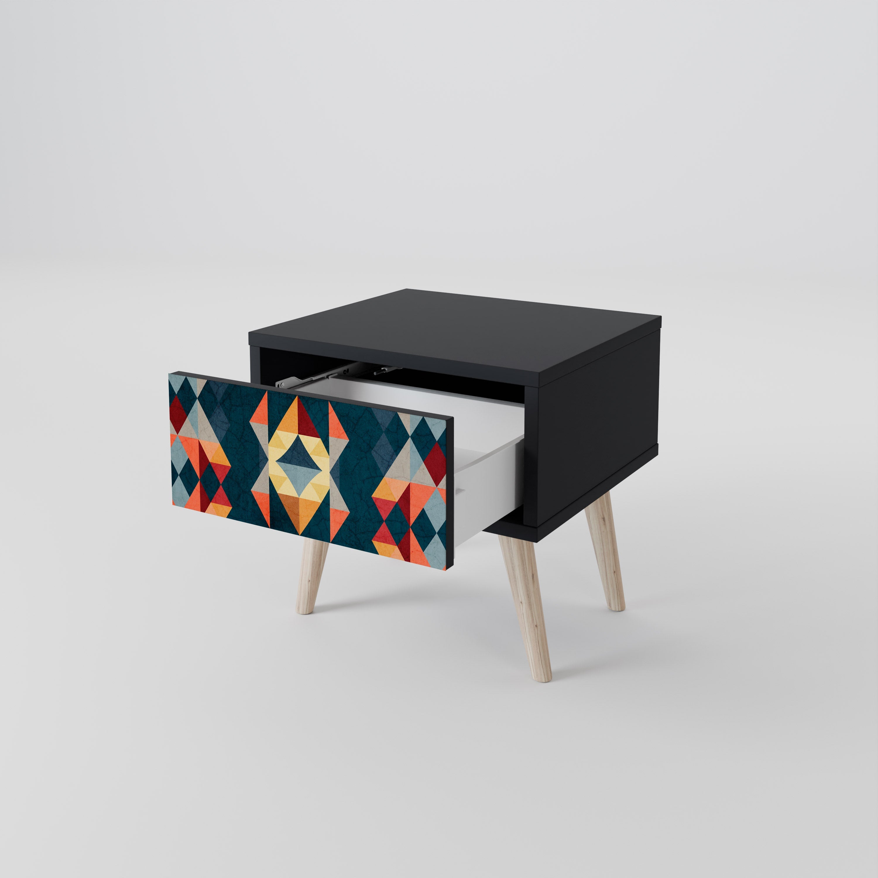 Table de chevet CRACKED ILLUSION en finition noire