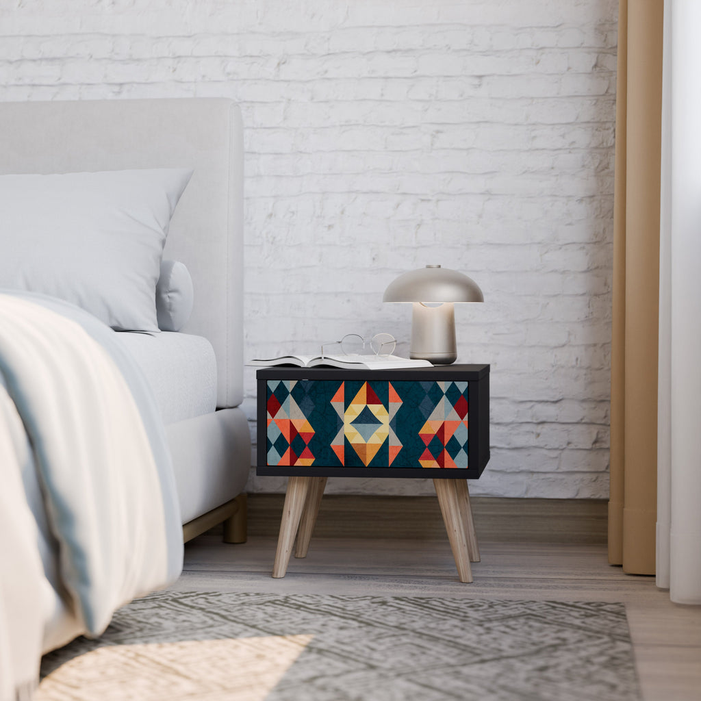 Table de chevet CRACKED ILLUSION en finition noire