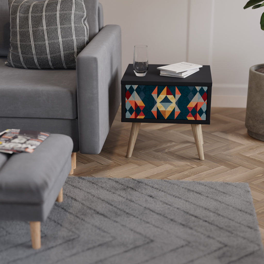 Table de chevet CRACKED ILLUSION en finition noire