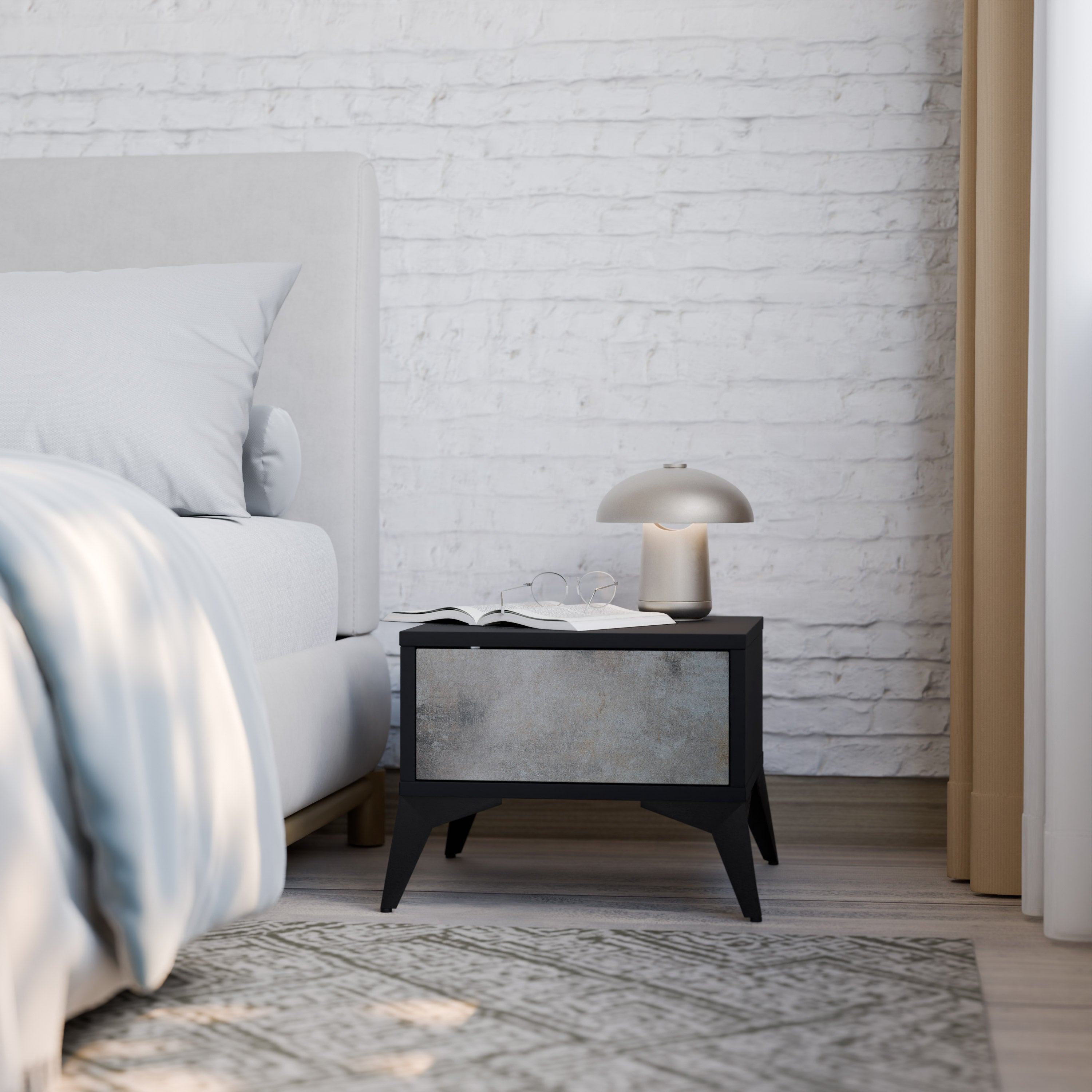 Table de chevet CONCRETE WALL en finition noire