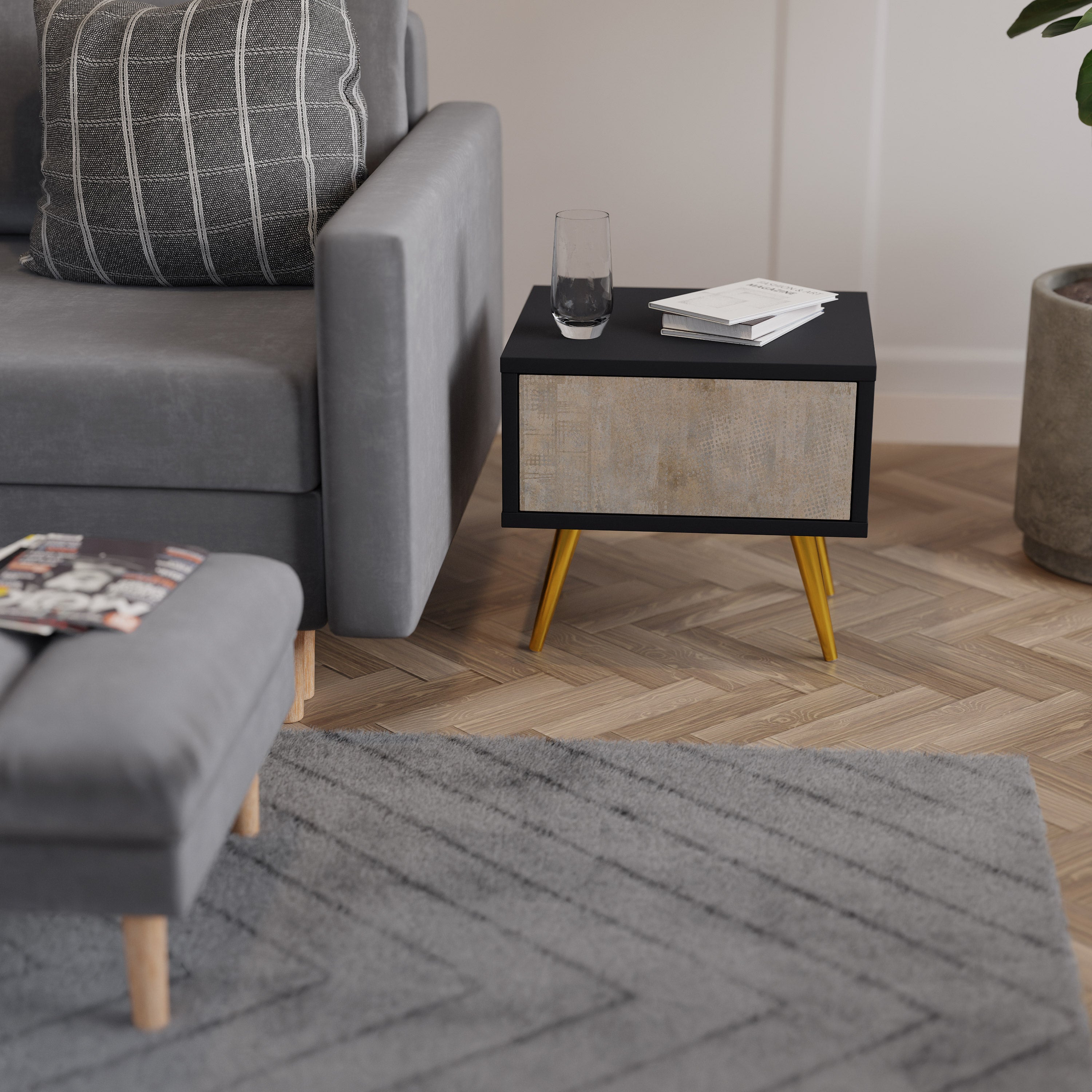 ERREUR D'ÉCRAN Table de chevet en finition noire