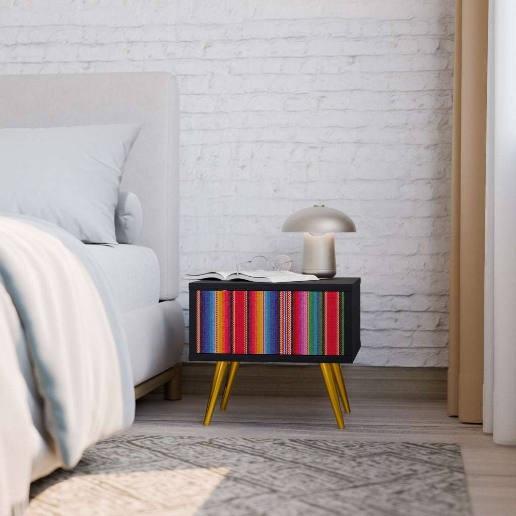 Table de chevet ethnique mexicaine en finition noire