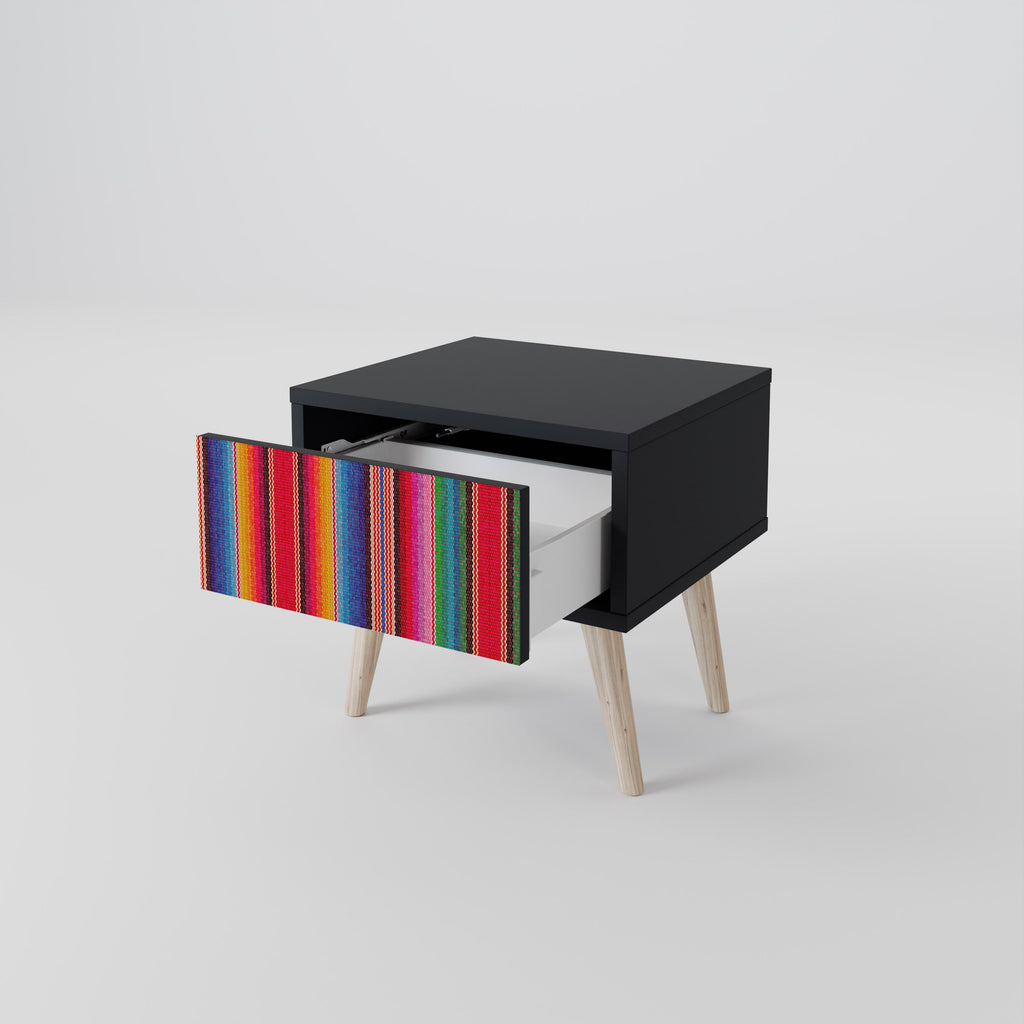 Table de chevet ethnique mexicaine en finition noire