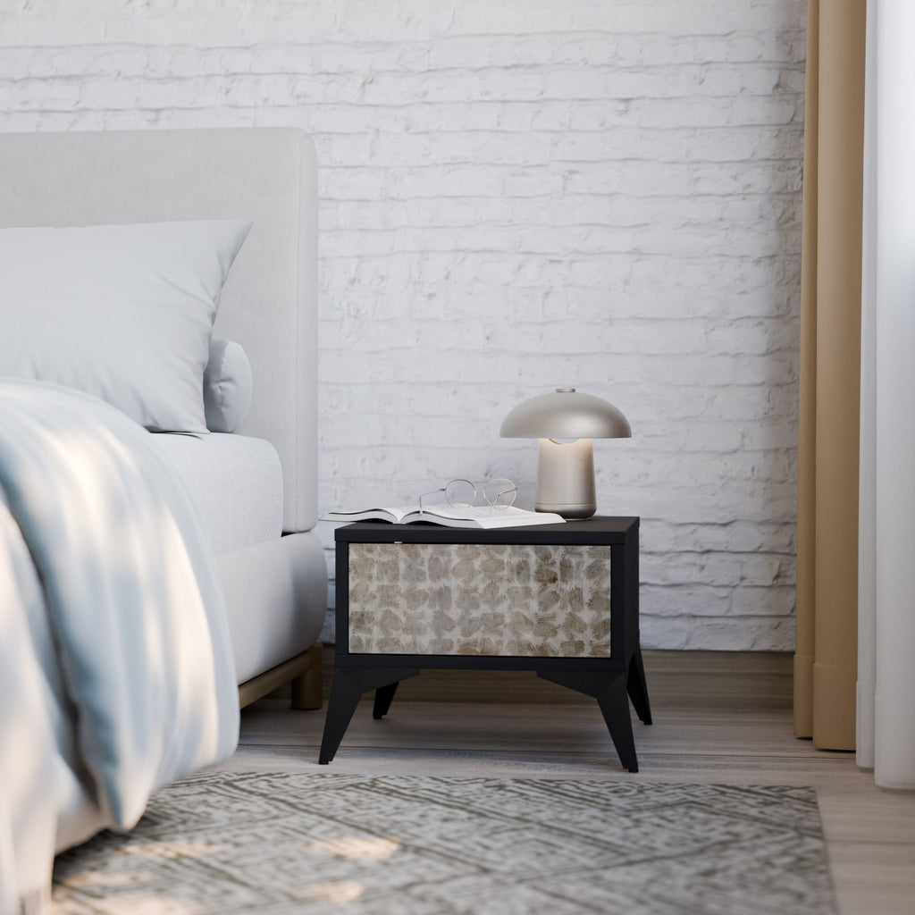 Table de chevet LÉGÈREMENT FLOUE en finition noire