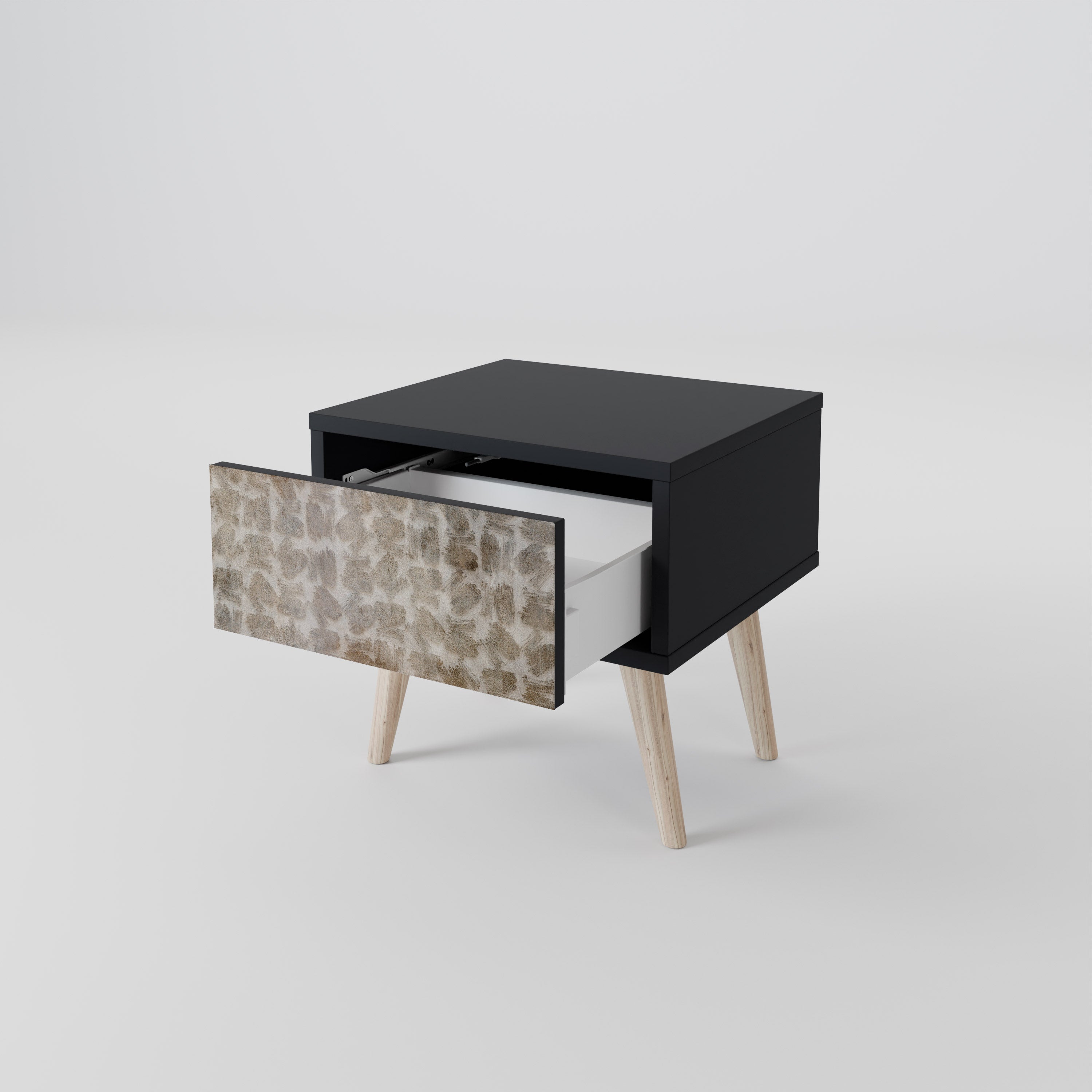 Table de chevet LÉGÈREMENT FLOUE en finition noire