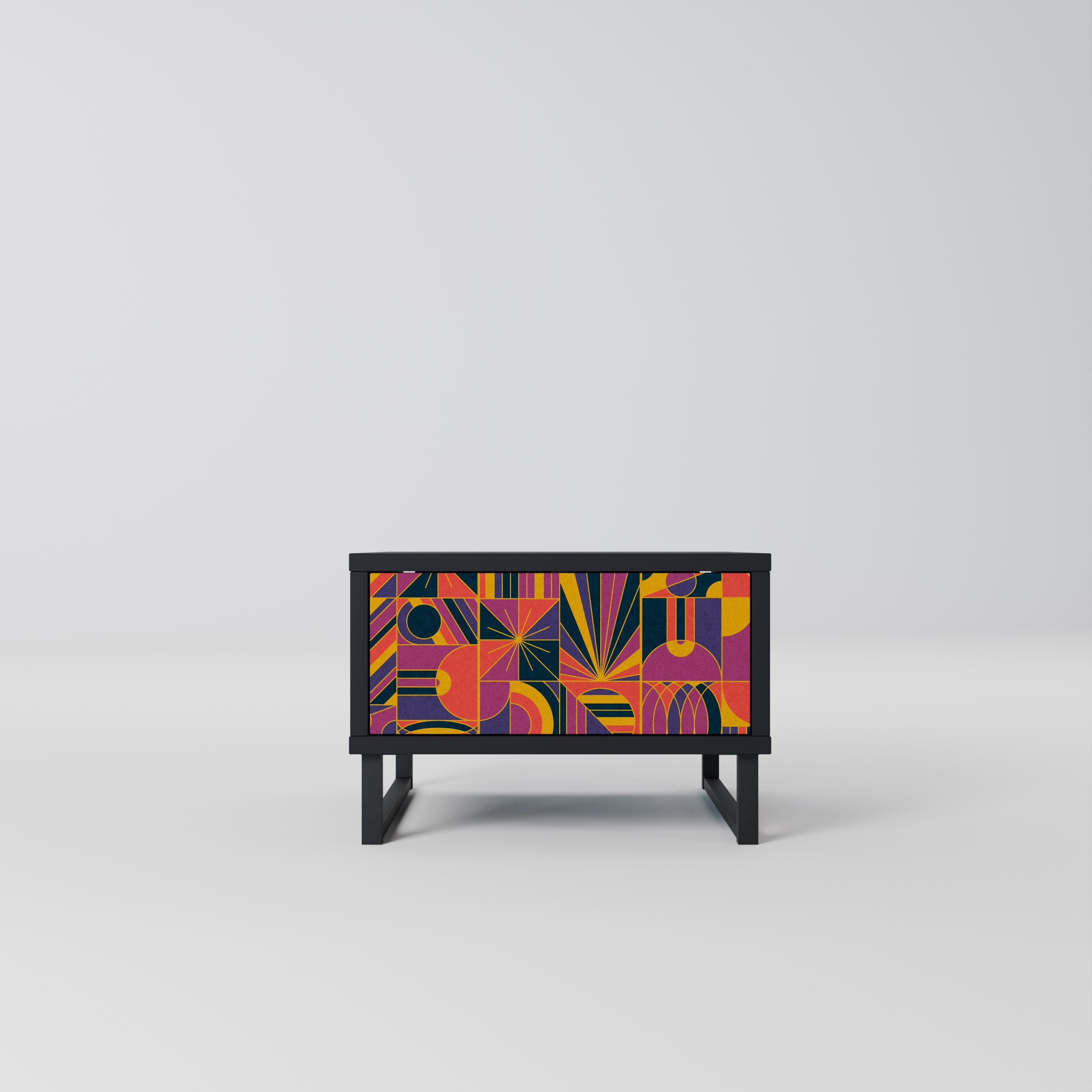 Table de chevet ELECTRIC PATTERNS en finition noire