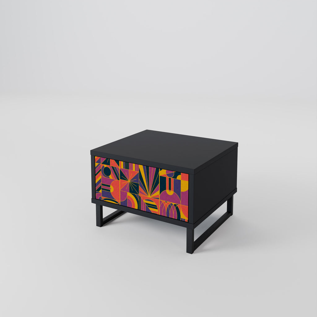 Table de chevet ELECTRIC PATTERNS en finition noire