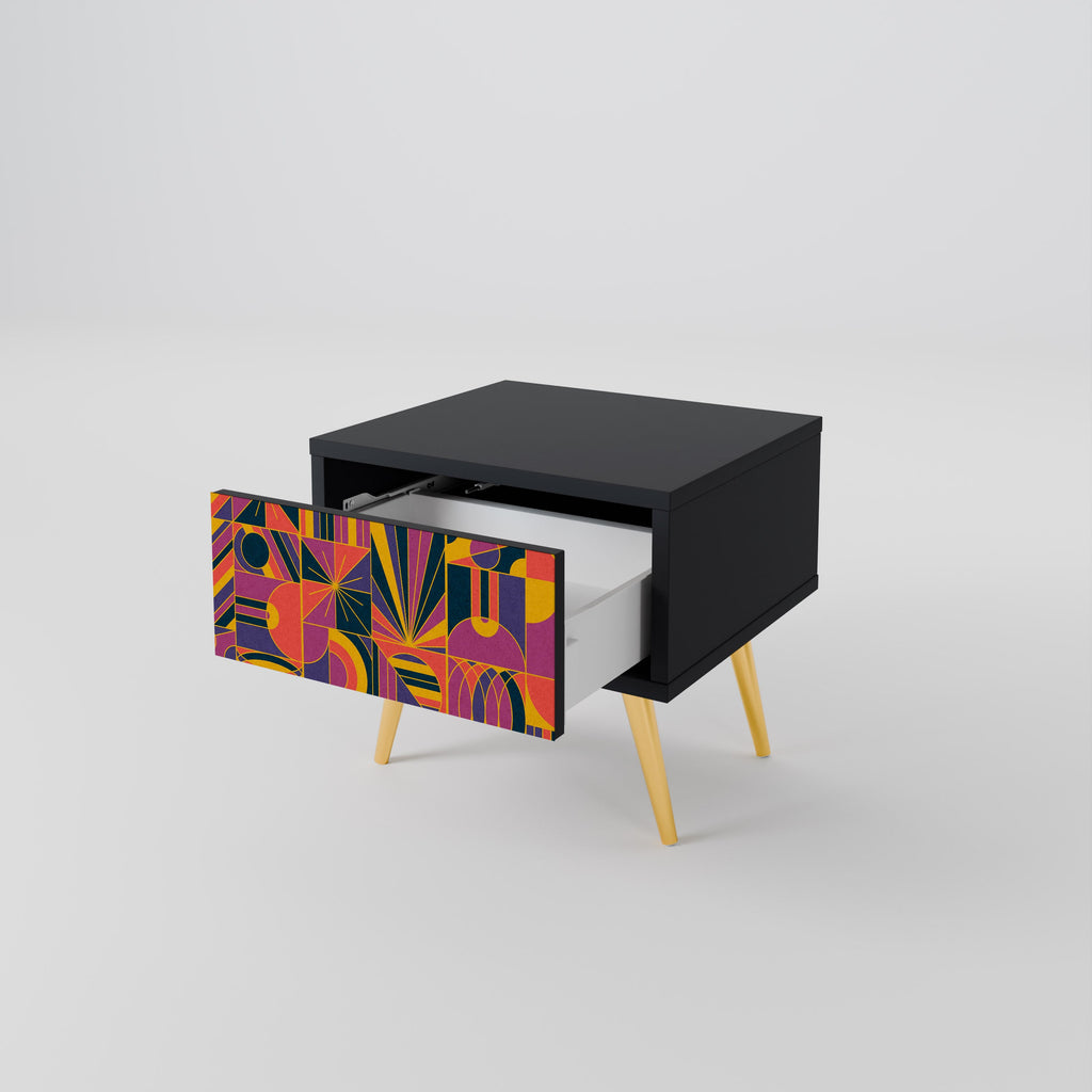 Table de chevet ELECTRIC PATTERNS en finition noire
