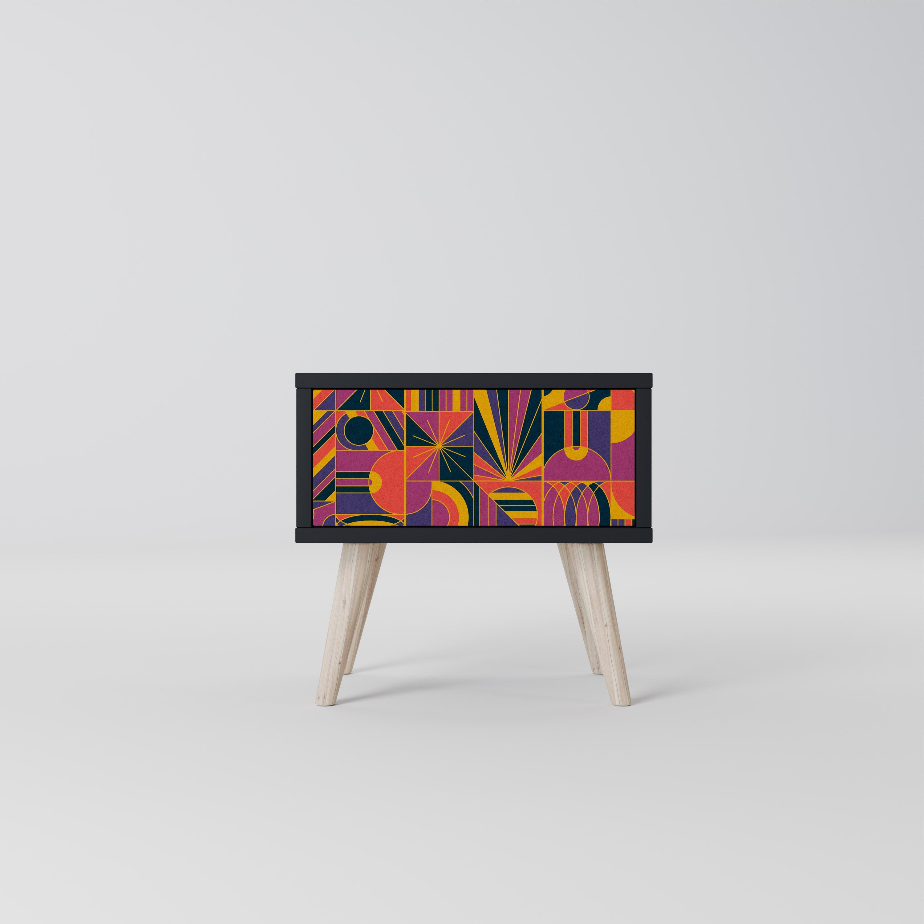 Table de chevet ELECTRIC PATTERNS en finition noire