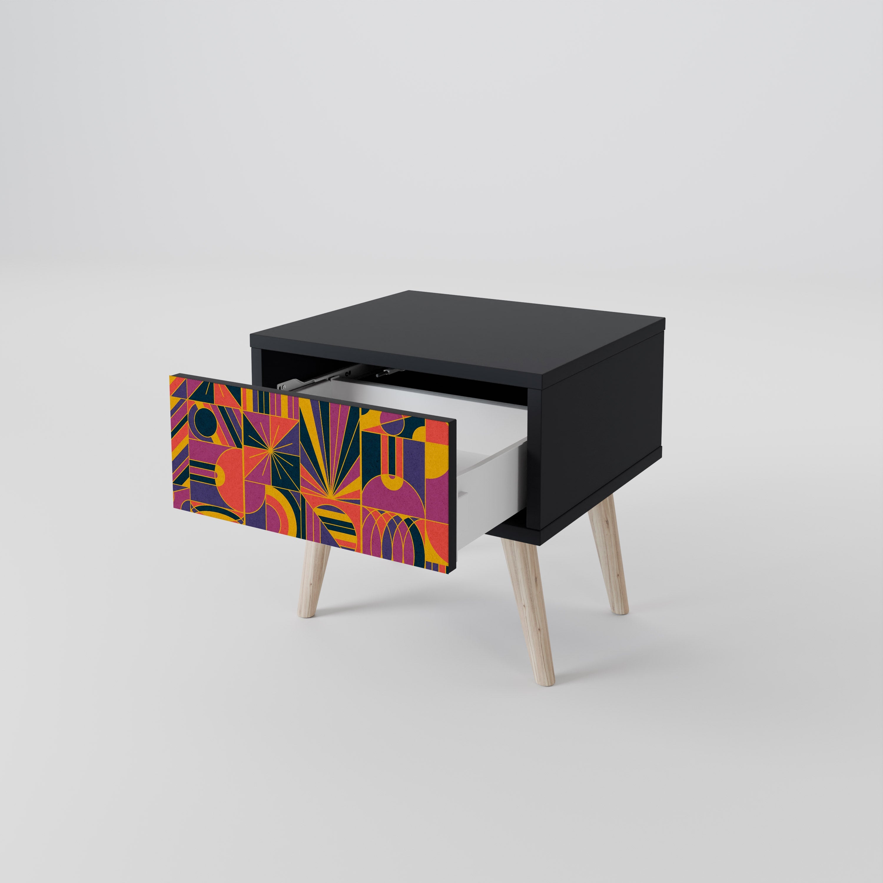 Table de chevet ELECTRIC PATTERNS en finition noire