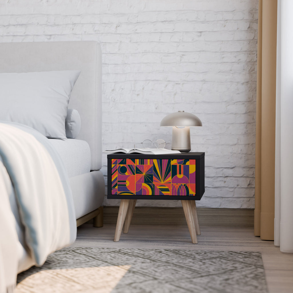 Table de chevet ELECTRIC PATTERNS en finition noire