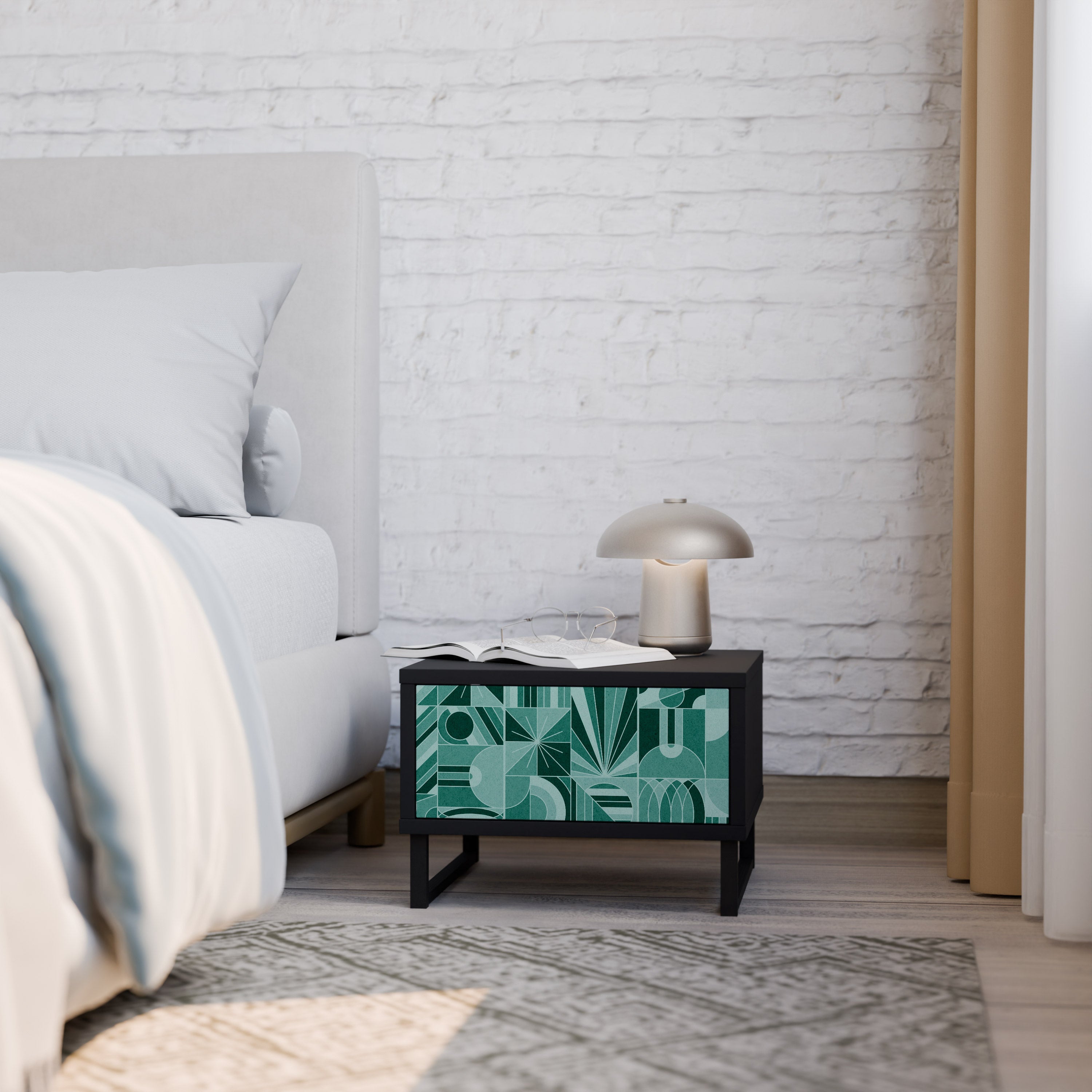 Table de chevet HARMONIC GRID en finition noire