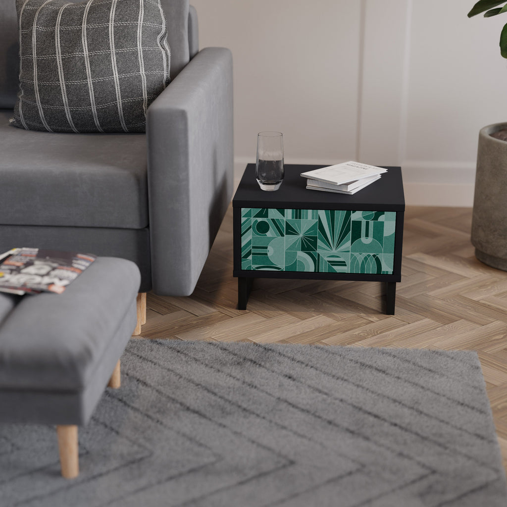 Table de chevet HARMONIC GRID en finition noire