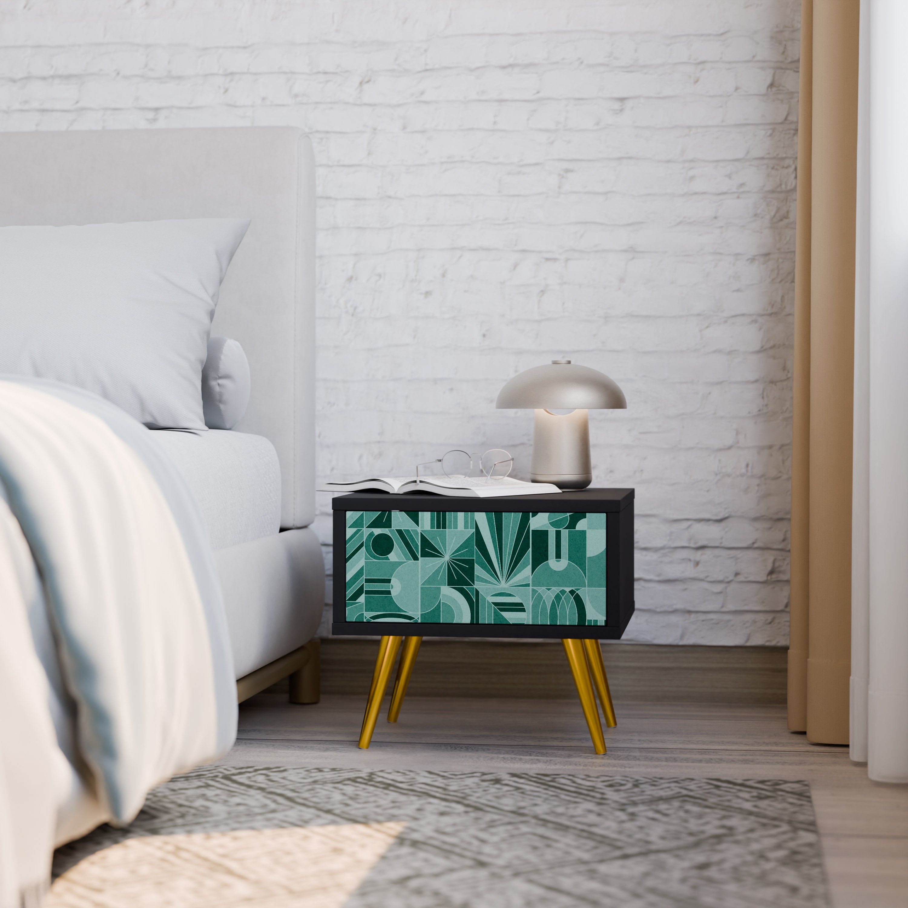 Table de chevet HARMONIC GRID en finition noire