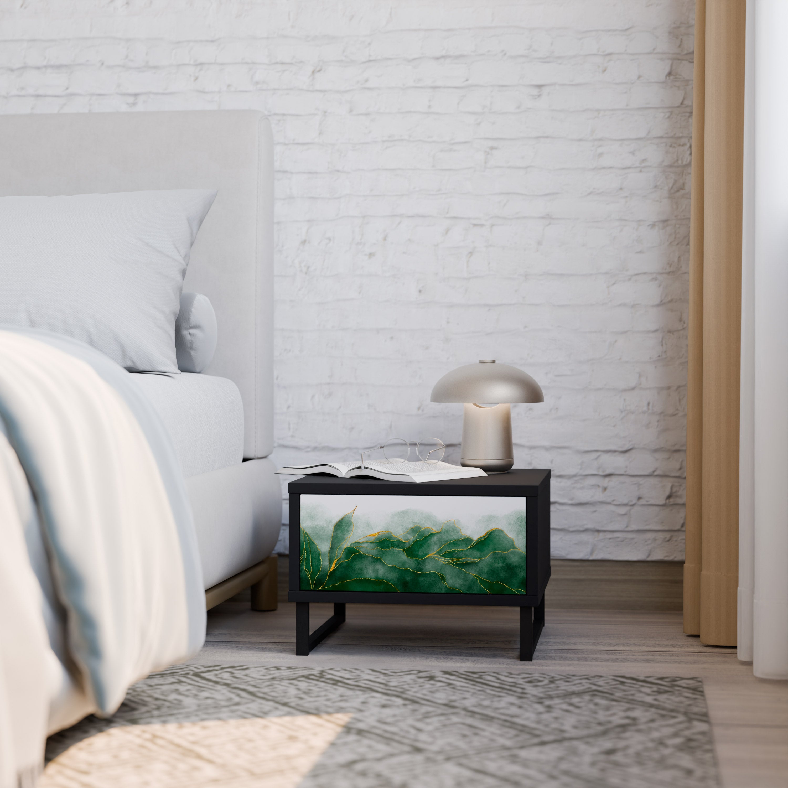 Table de chevet EXPENSIVE NATURE en finition noire