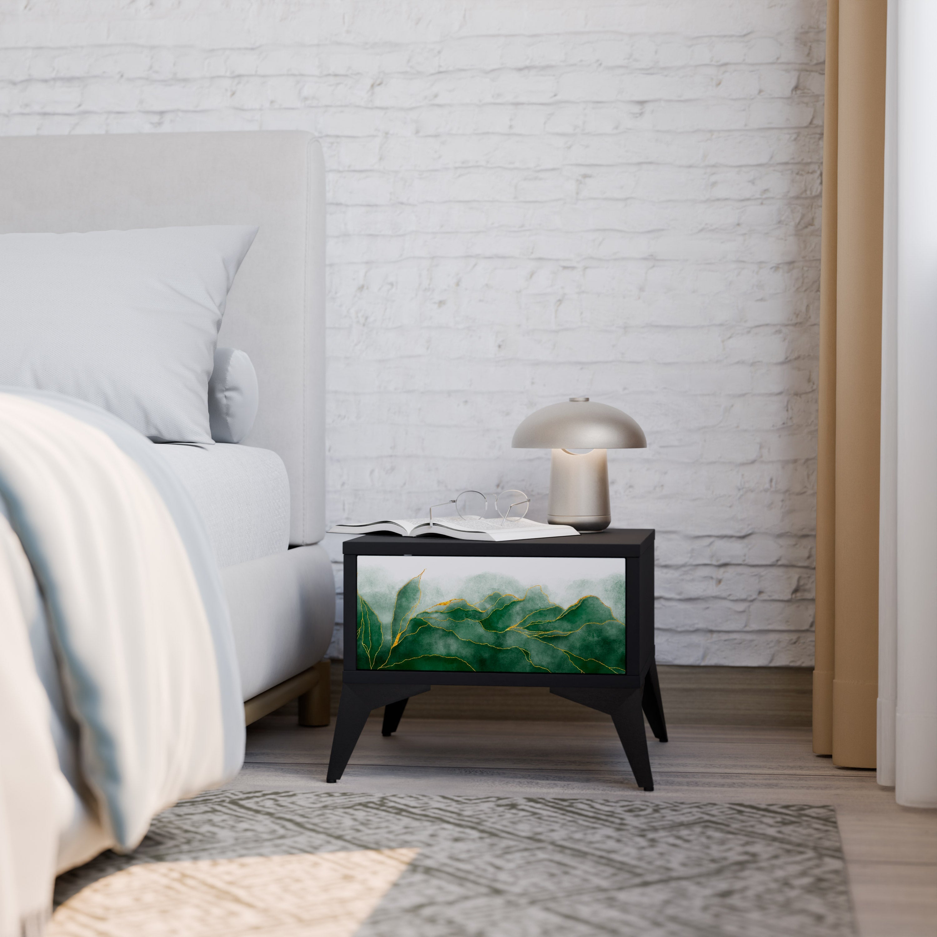 Table de chevet EXPENSIVE NATURE en finition noire