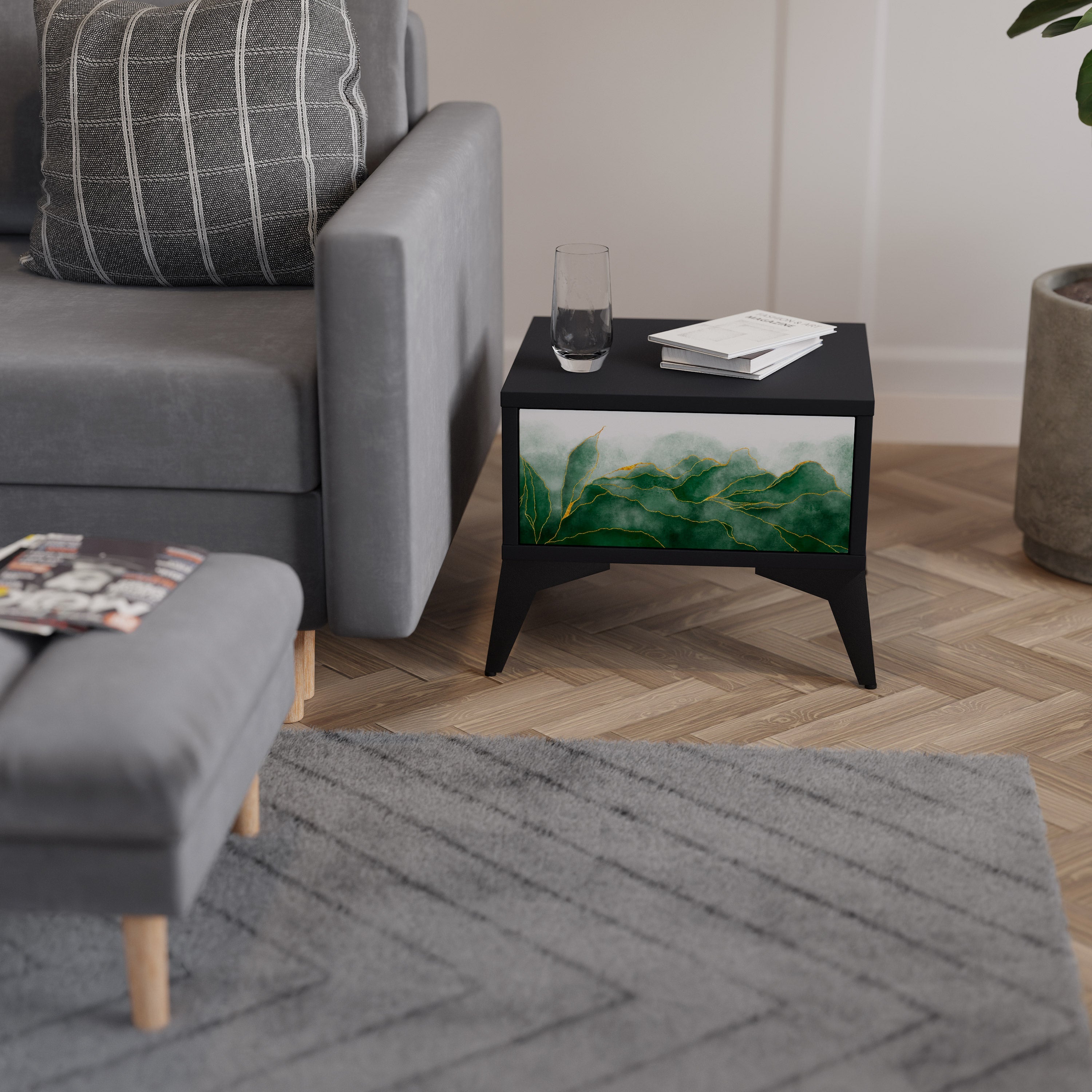 Table de chevet EXPENSIVE NATURE en finition noire