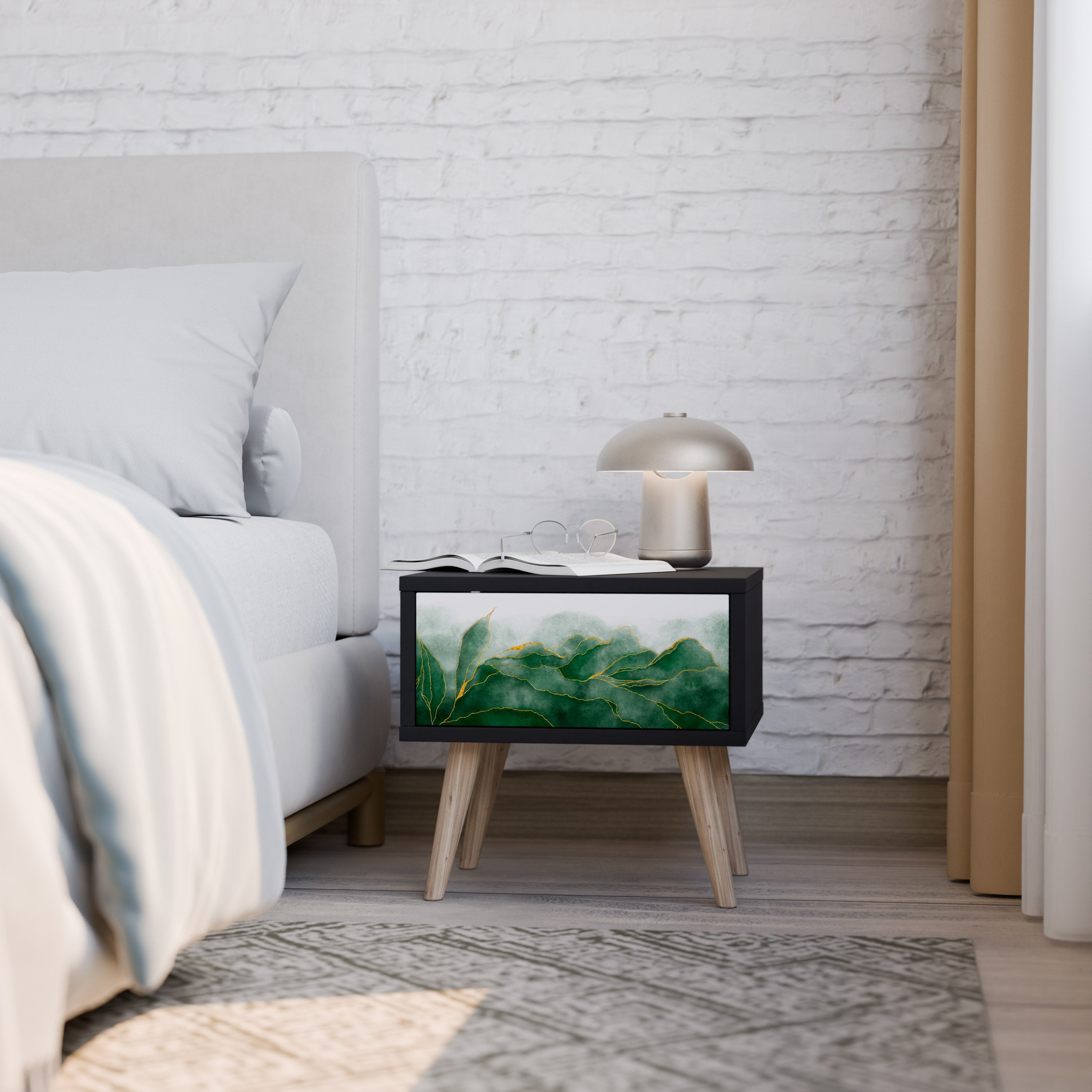 Table de chevet EXPENSIVE NATURE en finition noire