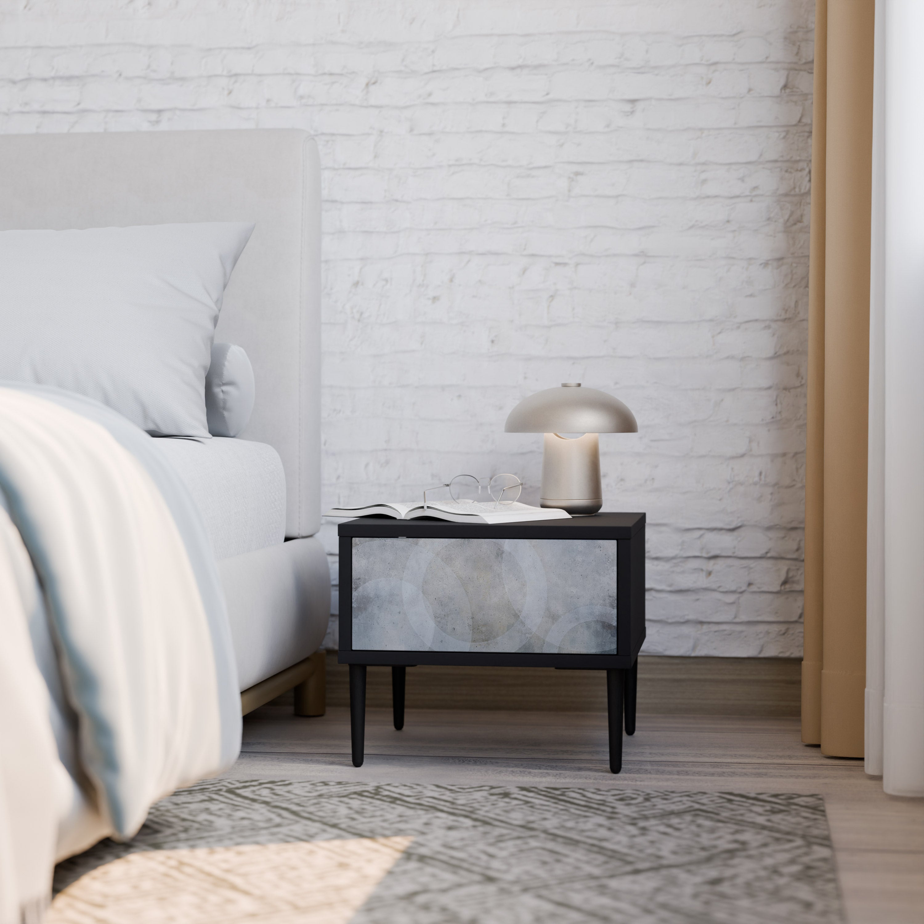 Table de chevet MUTED ARC en finition noire