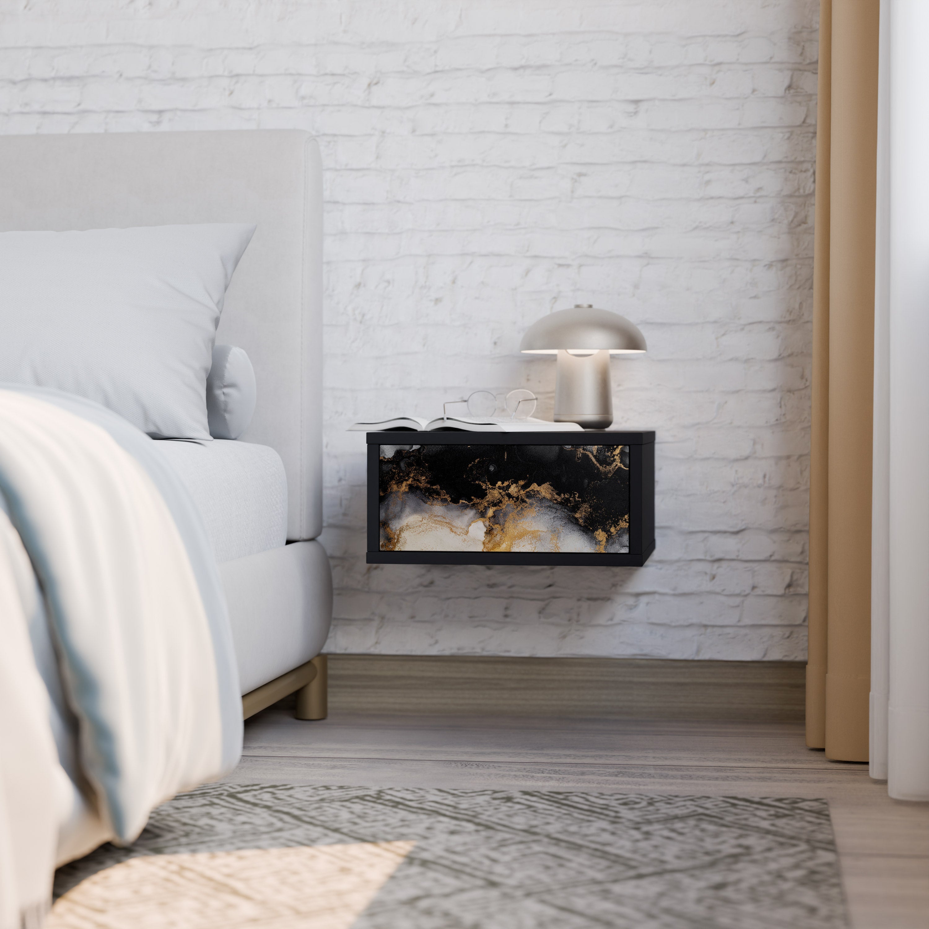 Table de chevet MARBLE OF TOMMORROW en finition noire