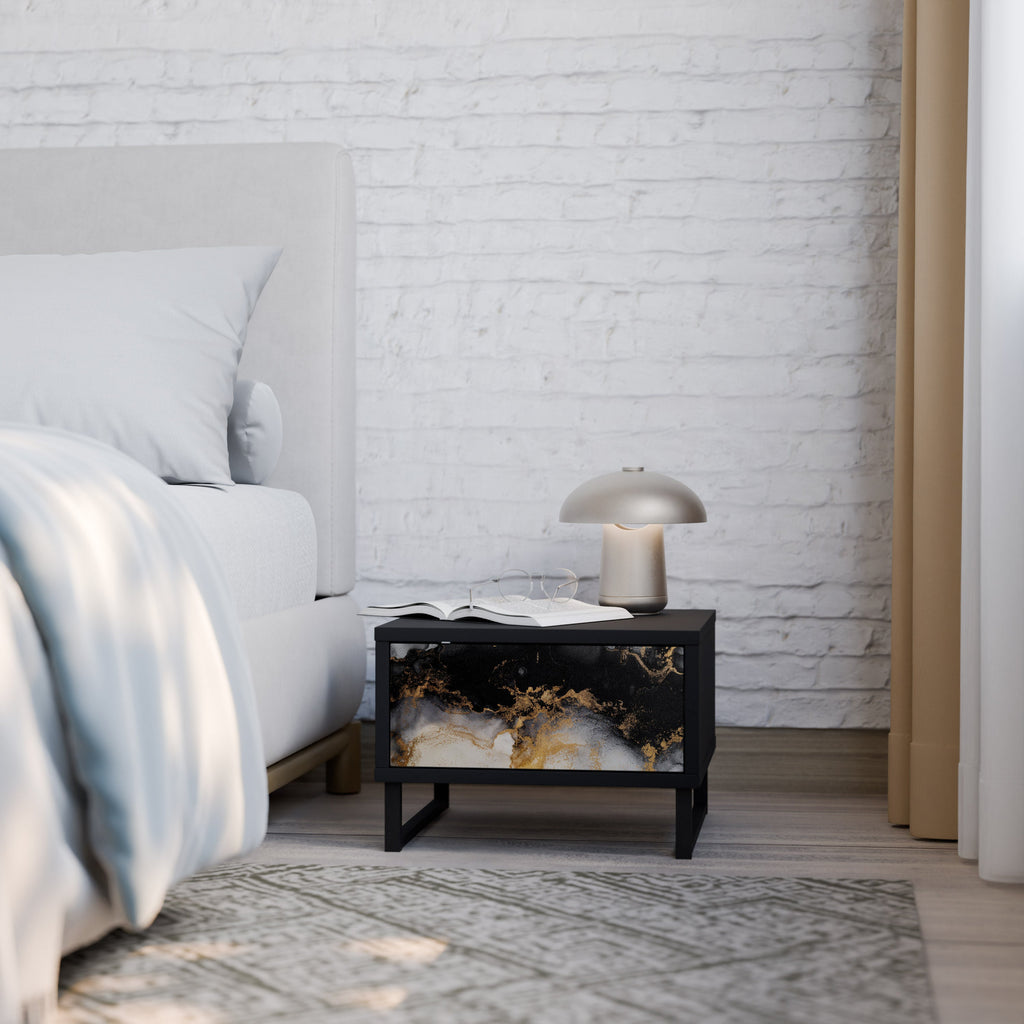 Table de chevet MARBLE OF TOMMORROW en finition noire