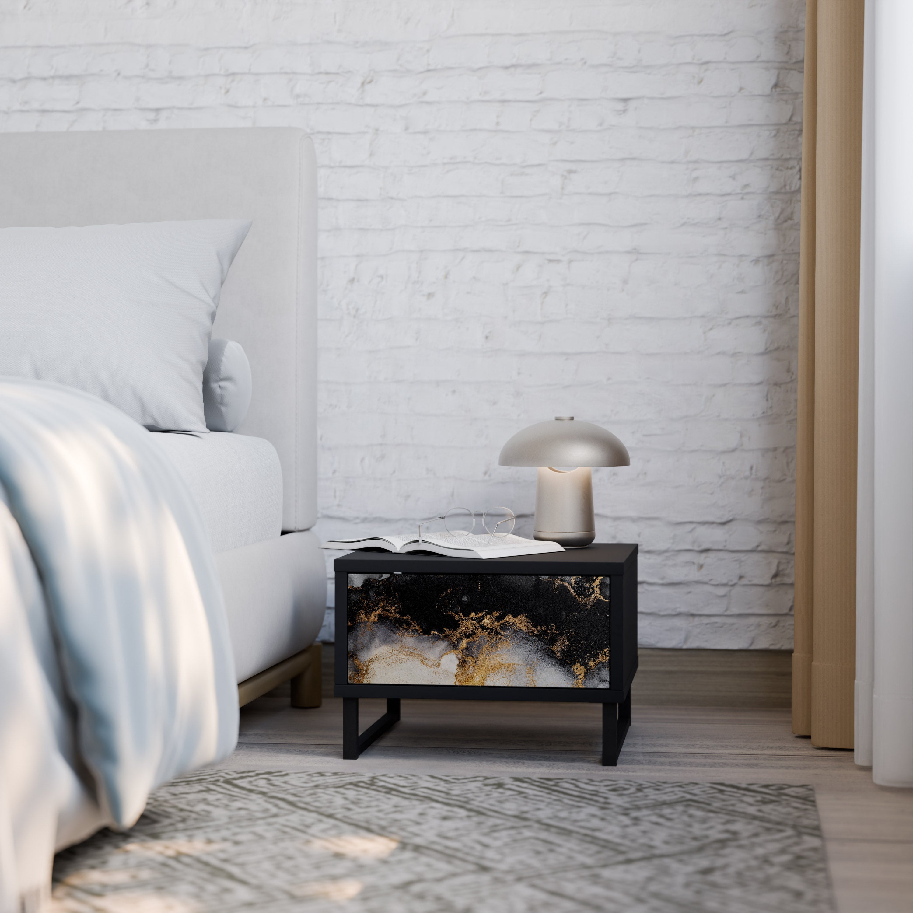 Table de chevet MARBLE OF TOMMORROW en finition noire