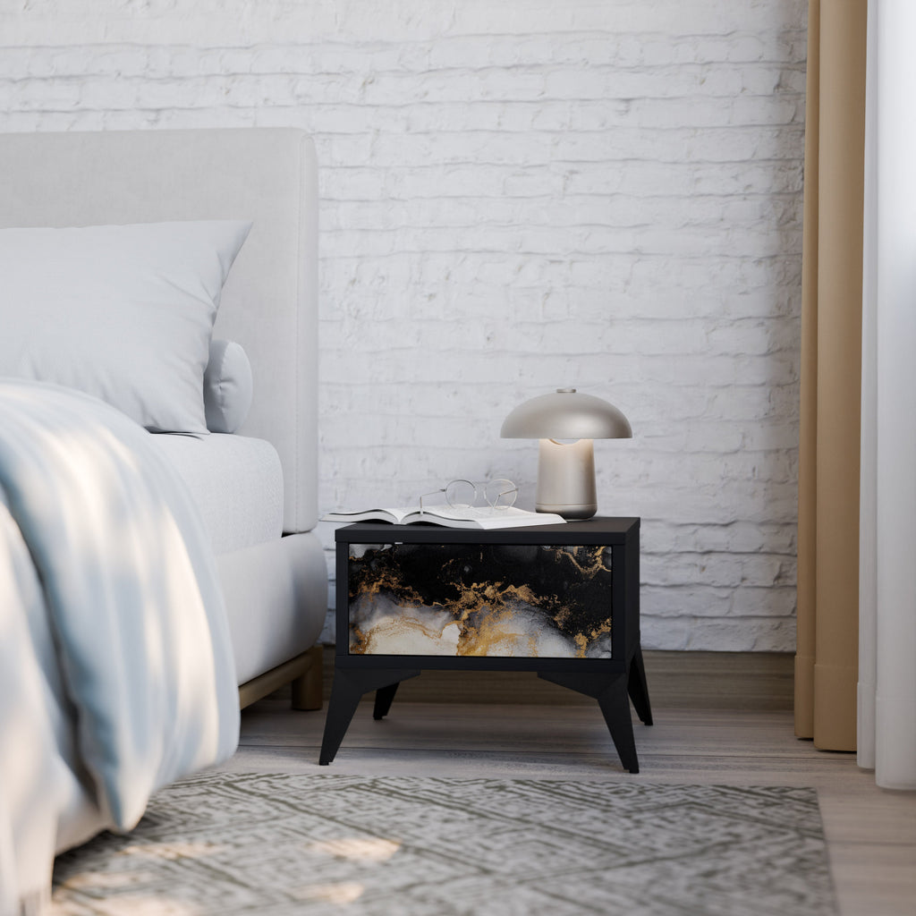 Table de chevet MARBLE OF TOMMORROW en finition noire