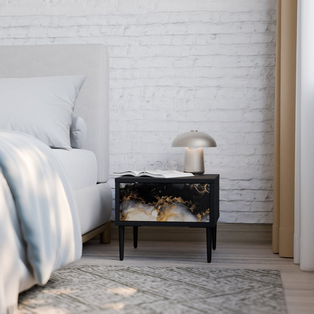 Table de chevet MARBLE OF TOMMORROW en finition noire