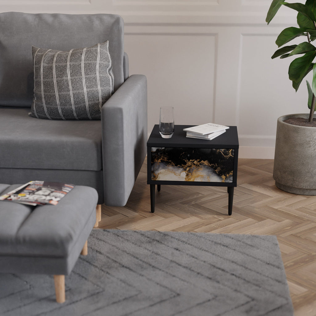 Table de chevet MARBLE OF TOMMORROW en finition noire