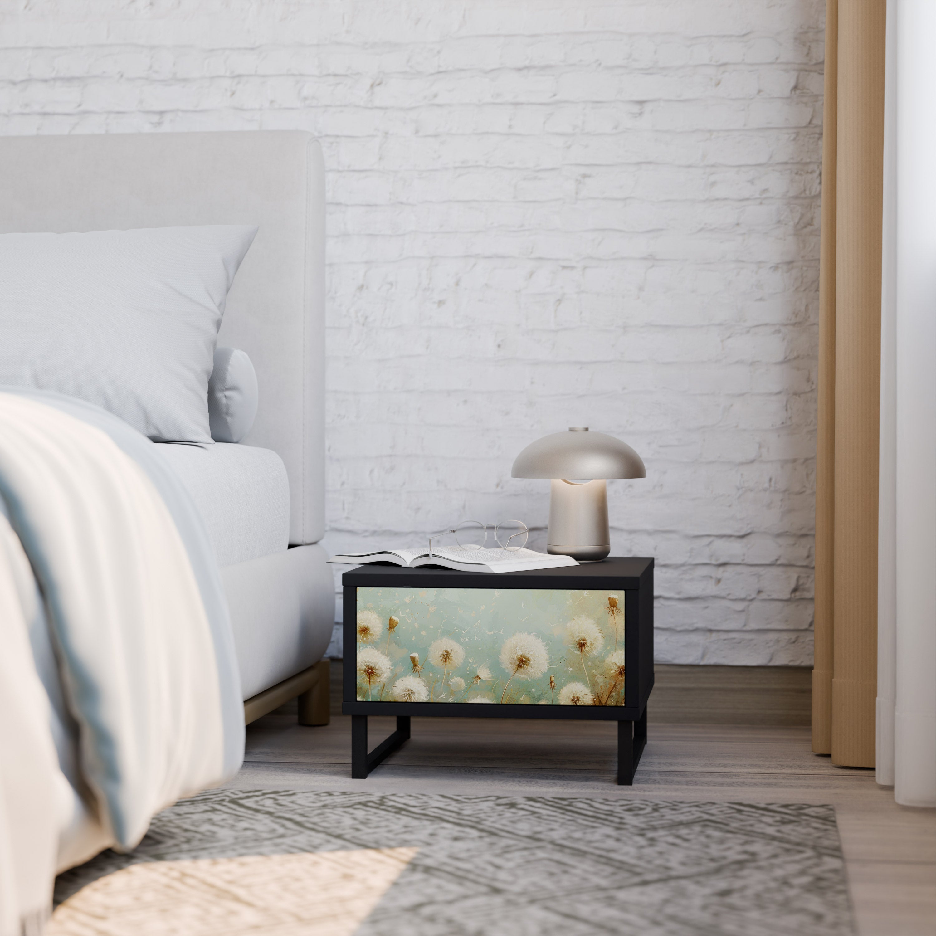 Table de chevet DREAMY MEADOW en finition noire