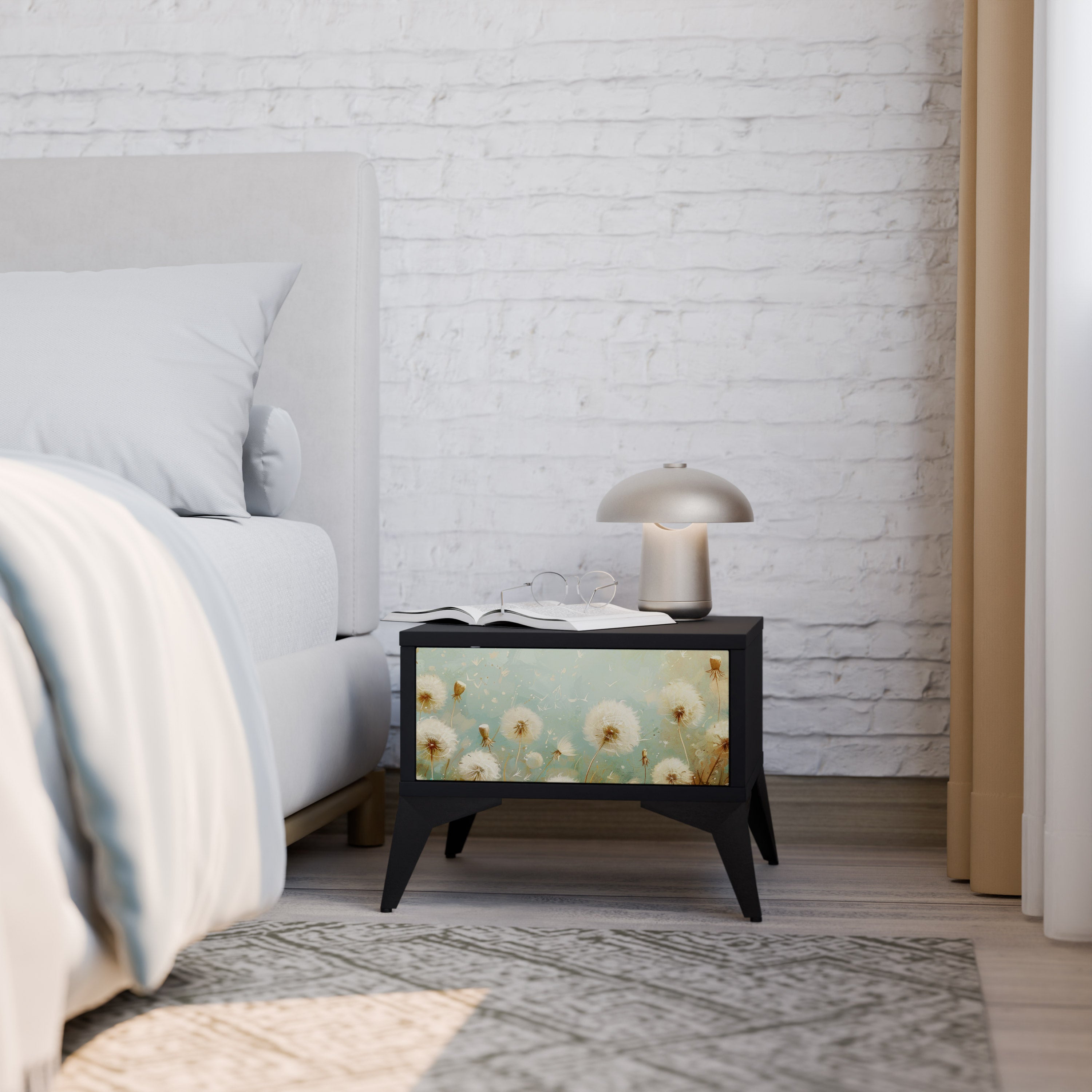 Table de chevet DREAMY MEADOW en finition noire