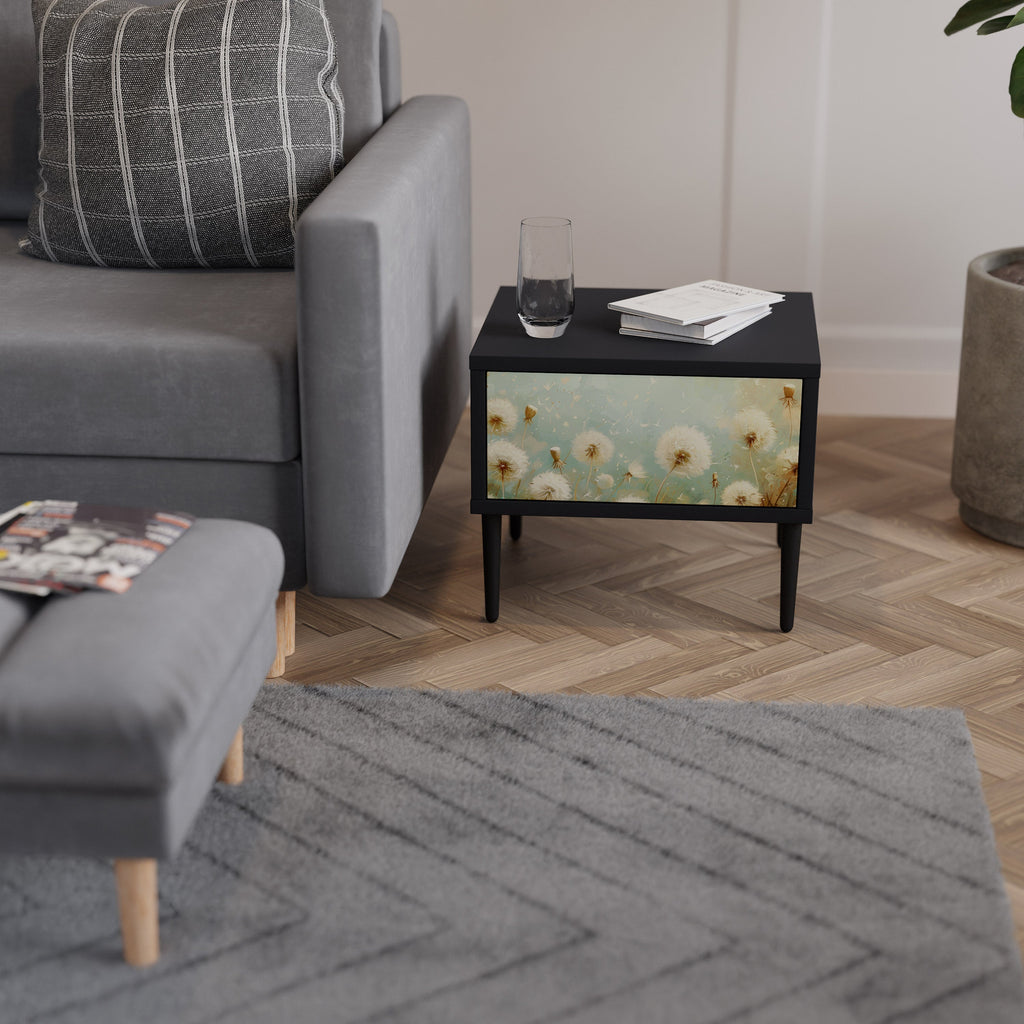 Table de chevet DREAMY MEADOW en finition noire