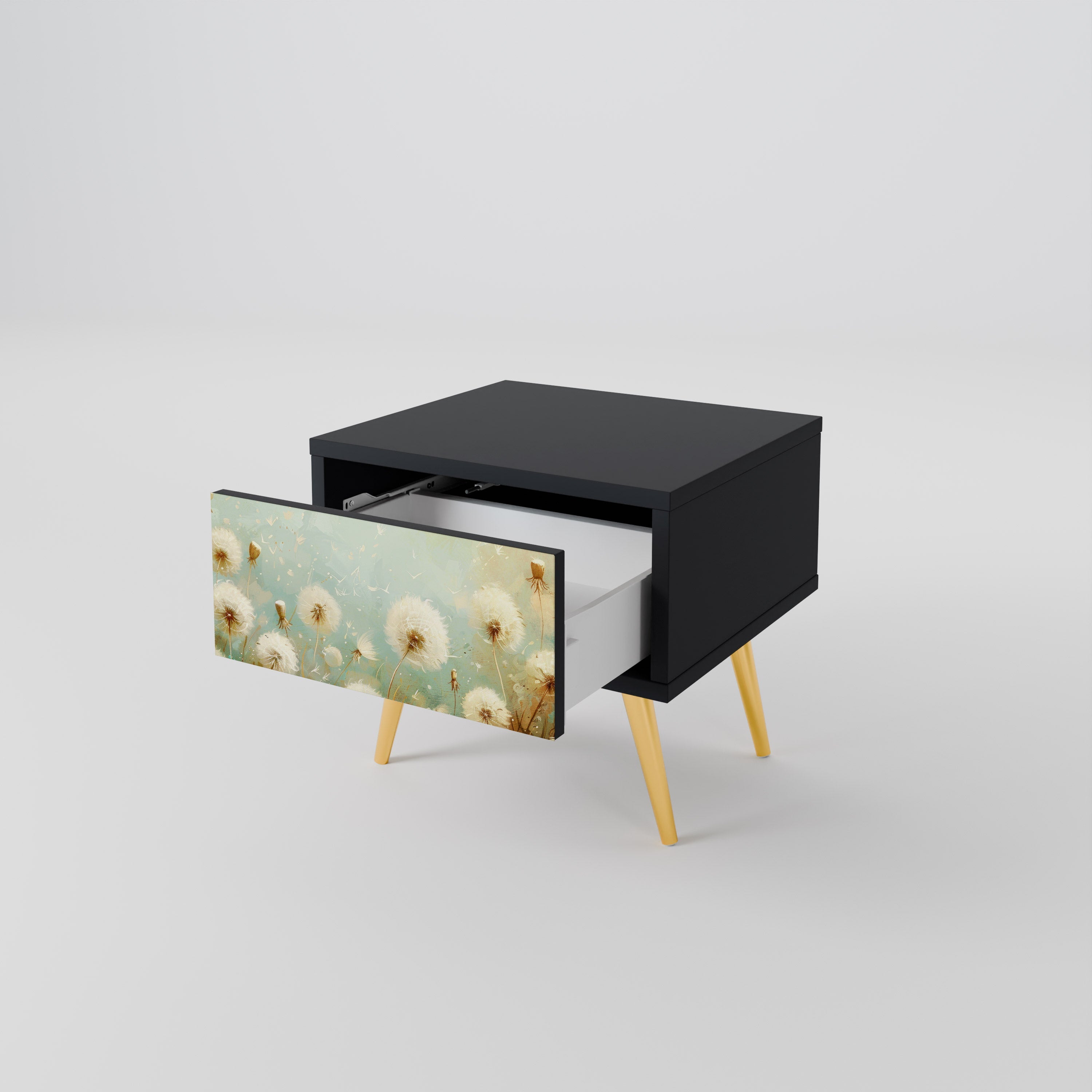 Table de chevet DREAMY MEADOW en finition noire