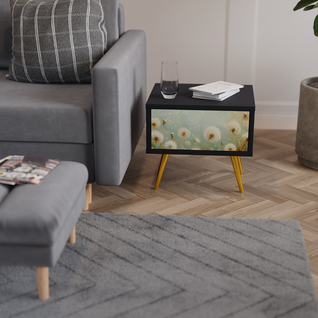 Table de chevet DREAMY MEADOW en finition noire