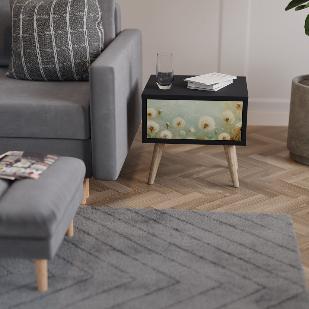 Table de chevet DREAMY MEADOW en finition noire